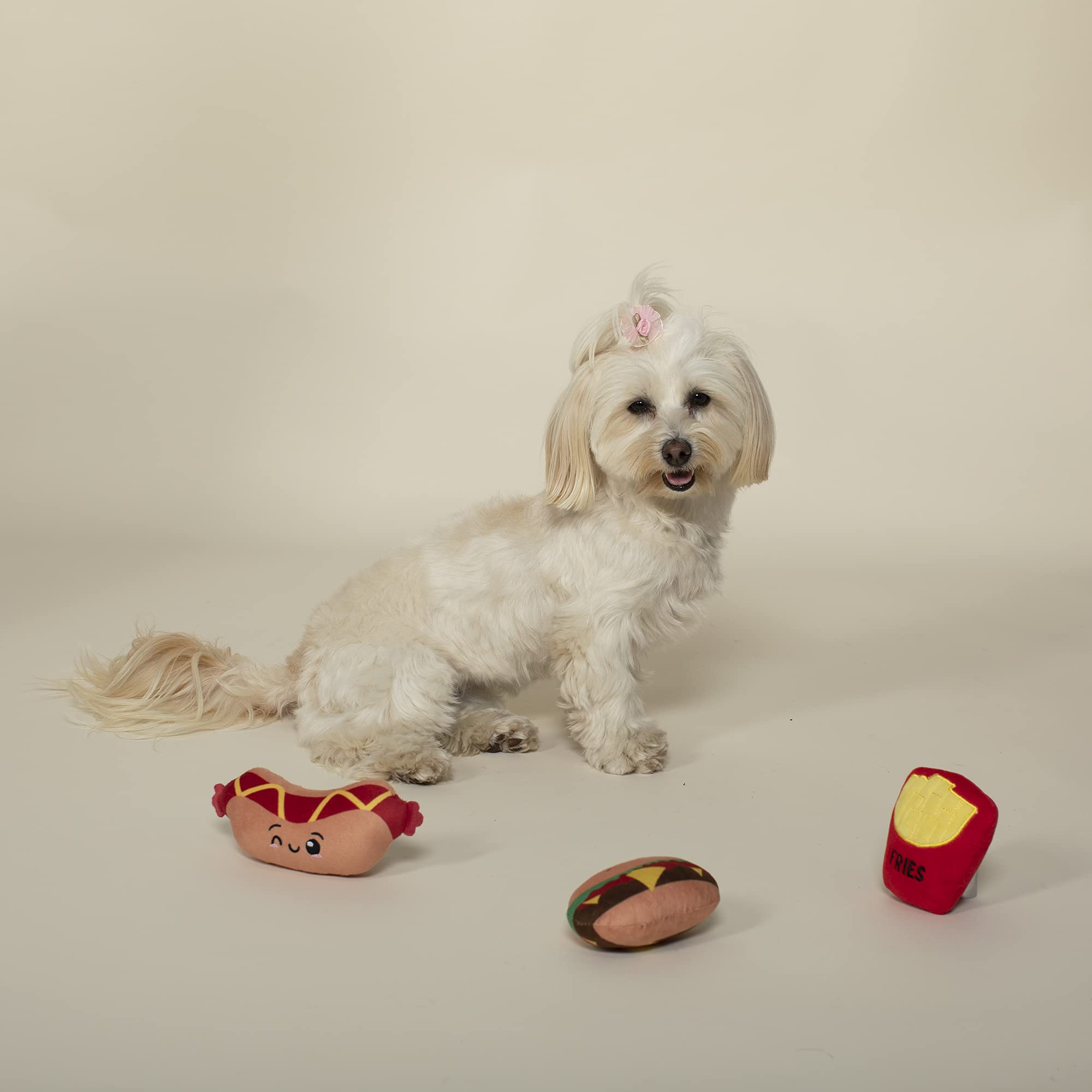 Fringe Studio Plush Dog Toy Set, Fast Foods, 3 Piece Set, PetShop Collection (289504)