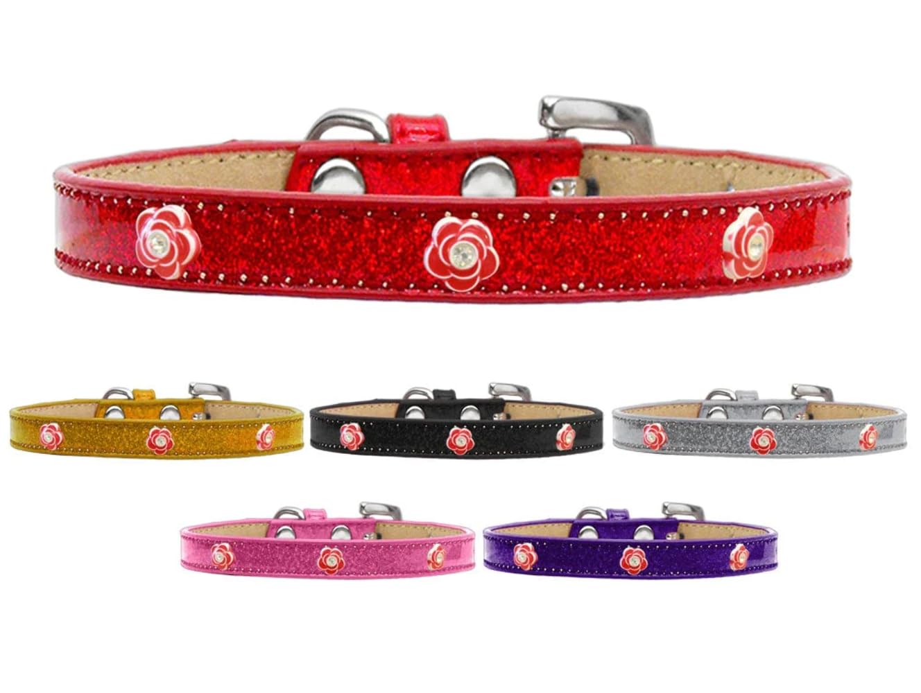 Dog, Puppy & Pet Widget Ice Cream Collar, Red Roses Gold 12