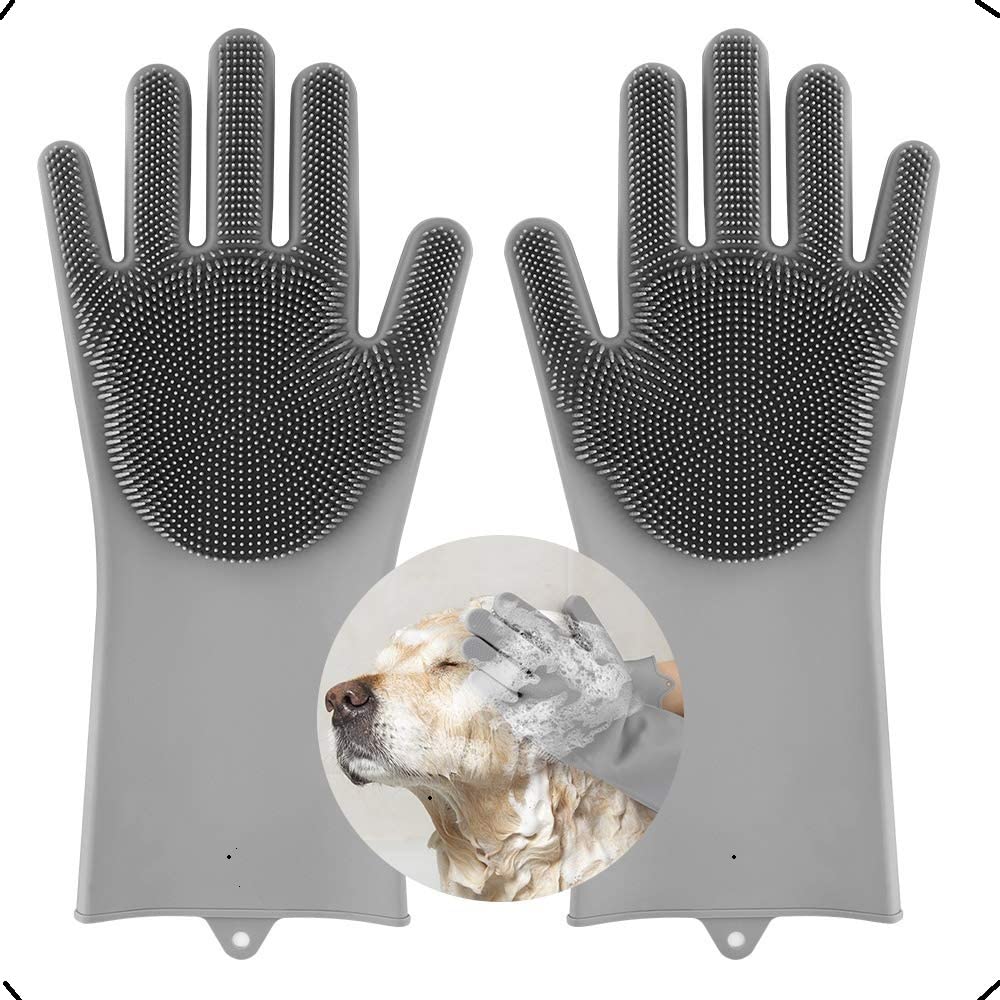 Timeline Dog Grooming Silicone Brush/Bathroom Cleaning Brush, Dog Bathing Brush, Dog Hair Removal From Clothes, Dish Washing Glo