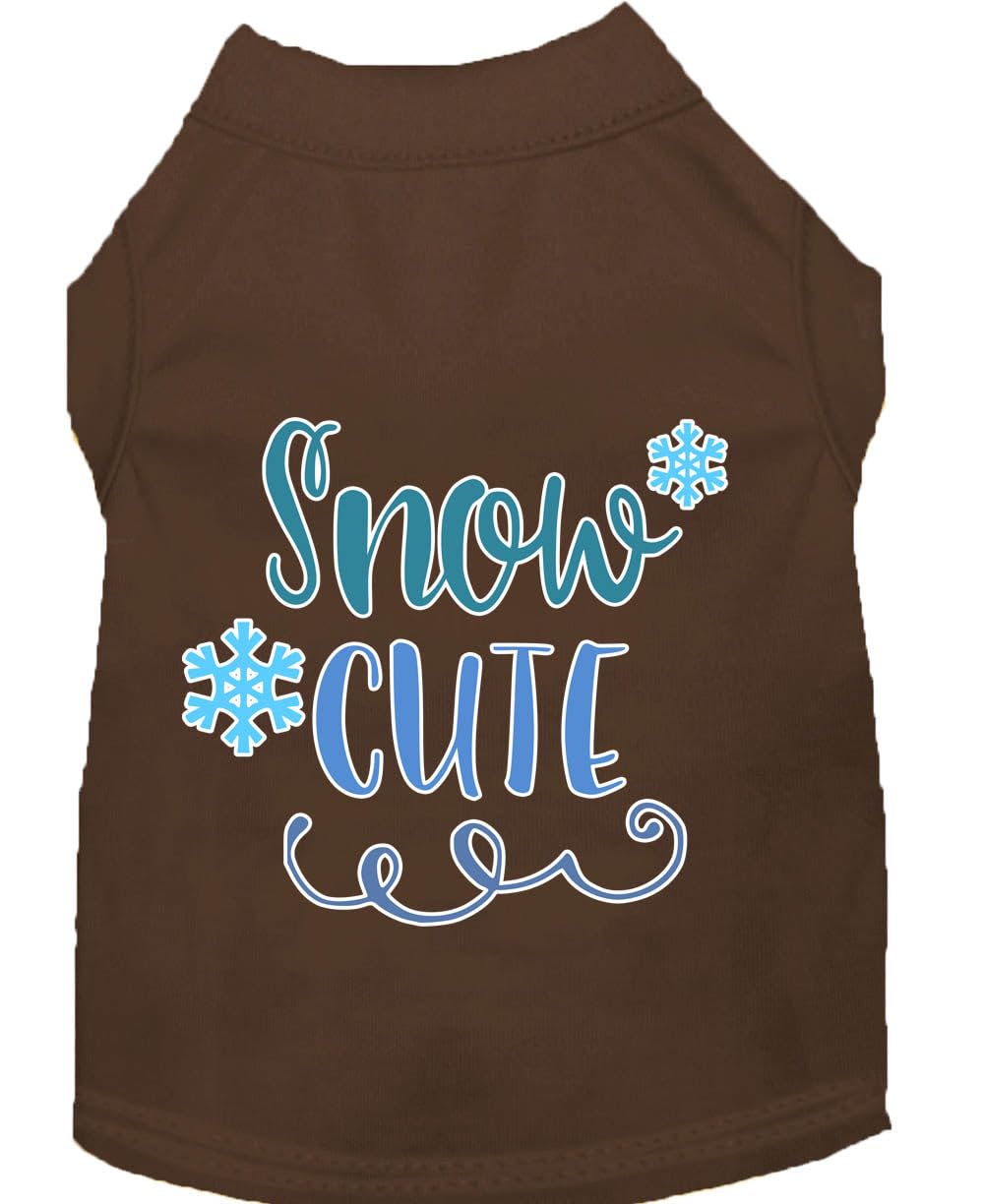 Christmas Pet Dog & Cat Shirt Screen Printed, "Snow Cute" Brown XS (0-3 lbs.)