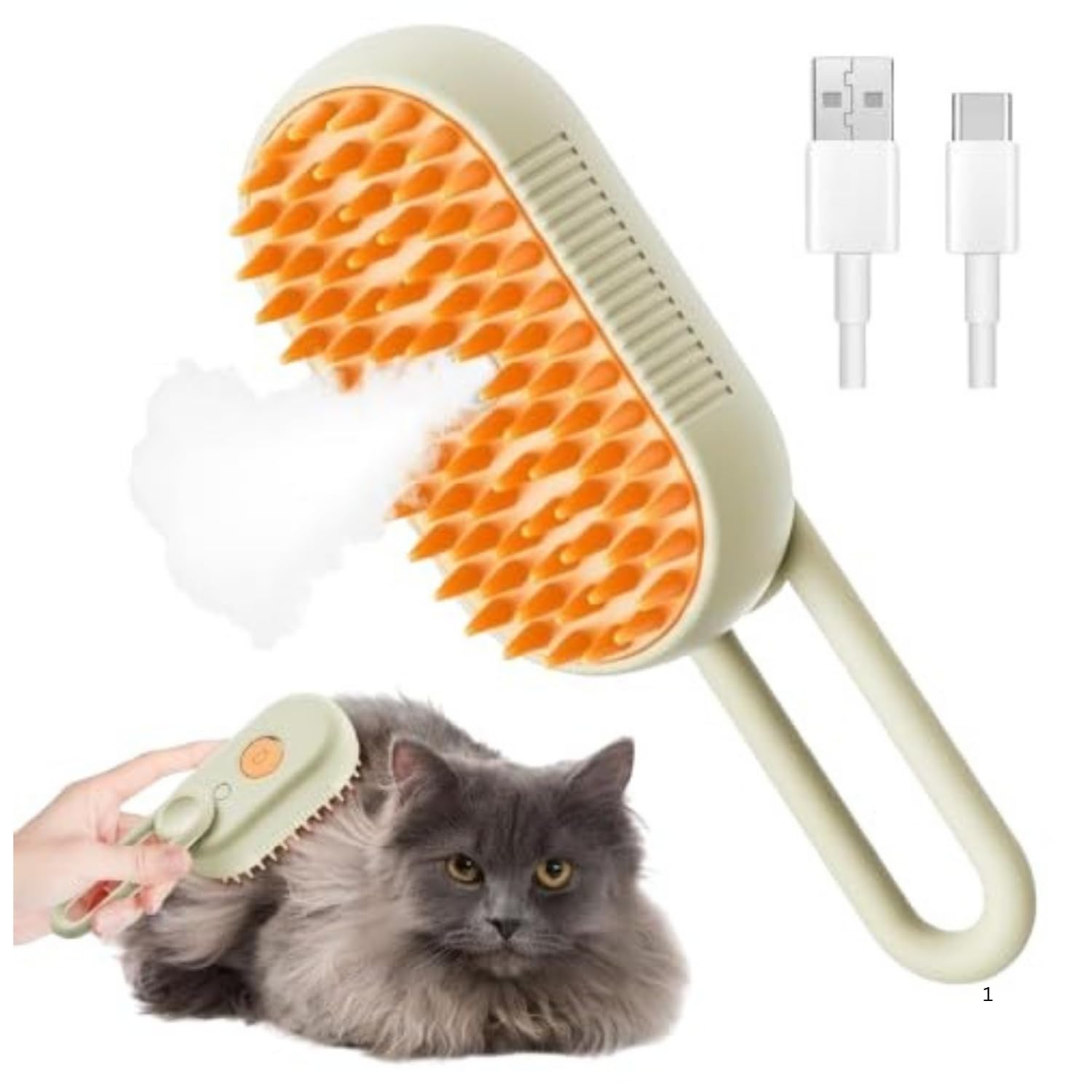 Vrunshi Cat Steam Brush  Spray Design For Dogs | Cats Massage 3 In 1 Cat Steamy Brush With Steamer Pet Spray Hair Comb Steam Br