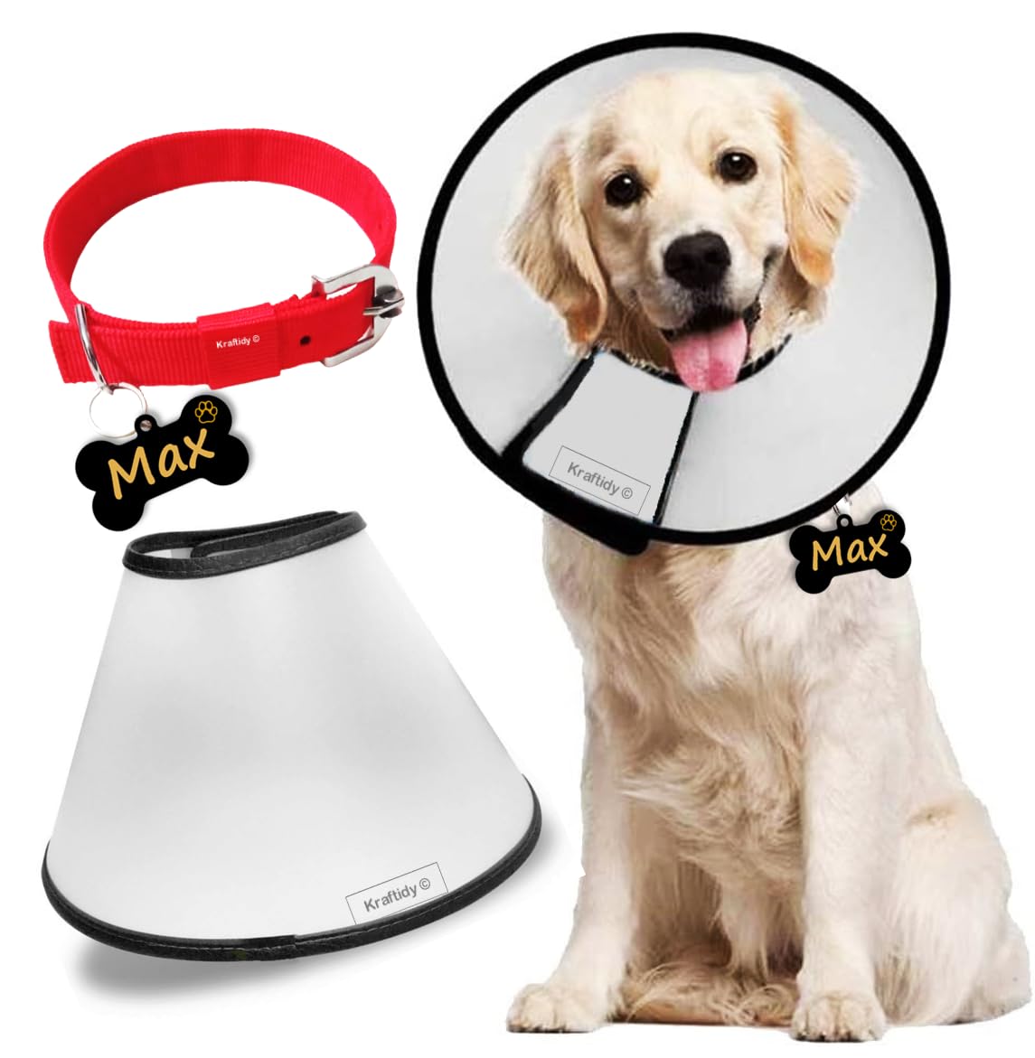 Kraftidy Dog Collar Belt With Name Tag Id Customized For Small, Medium & Large Dogs Neck Collar With Personalized Dog Name