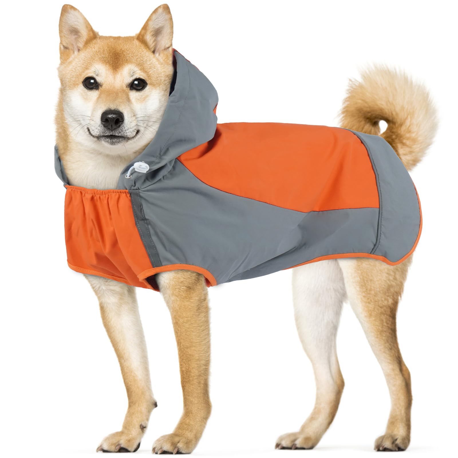 Iecoii Large Dog Raincoat Waterproof,Hooded Rain Jacket Keep Dog Dry In Wet Weather,Reflective Rain Poncho Clothes With Convenie