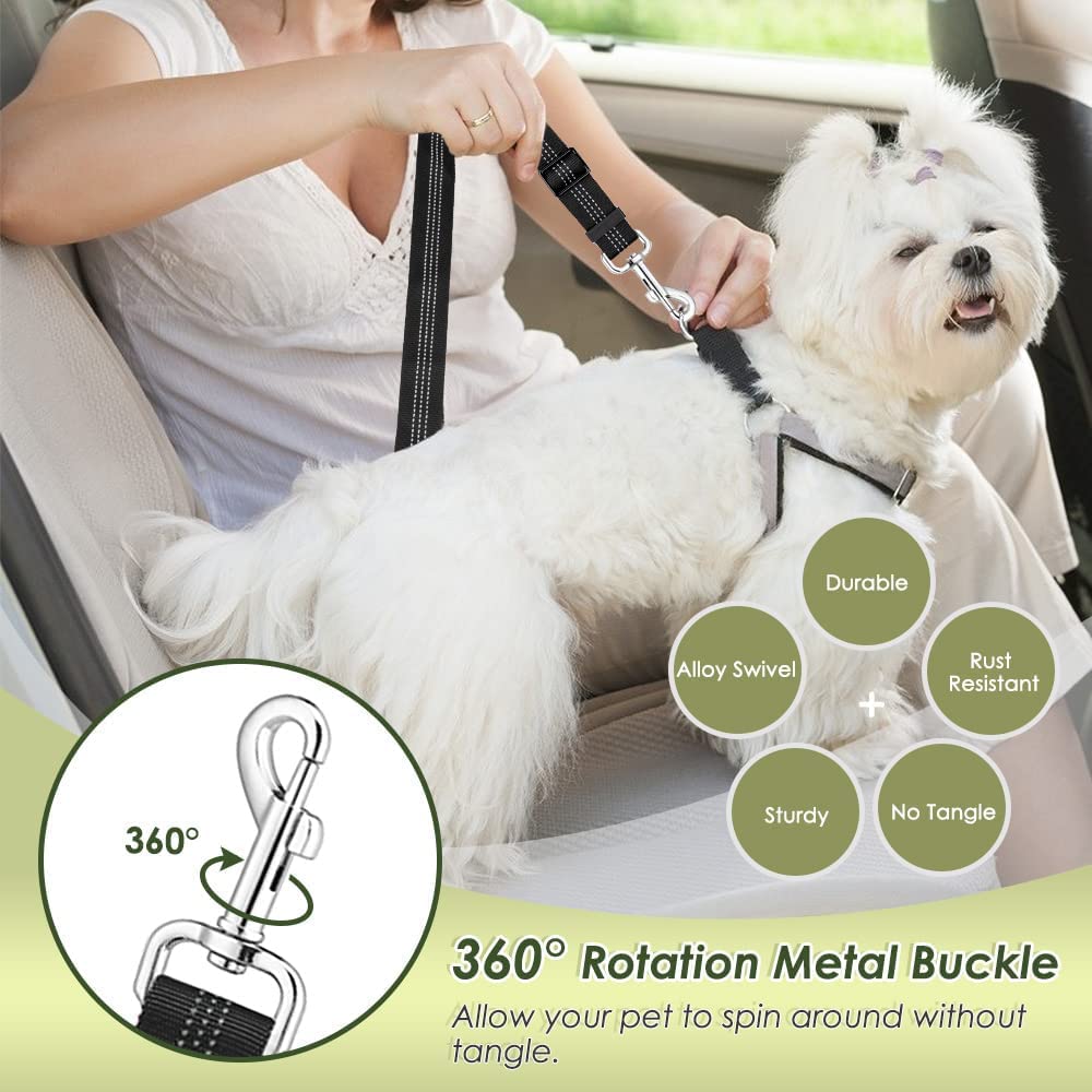 Lukovee Dog Seat Belt - Adjustable Dog Car Harness For Large, Medium & Small Dogs, Soft Padded & Breathable Mesh Dog Seatbelt Wi