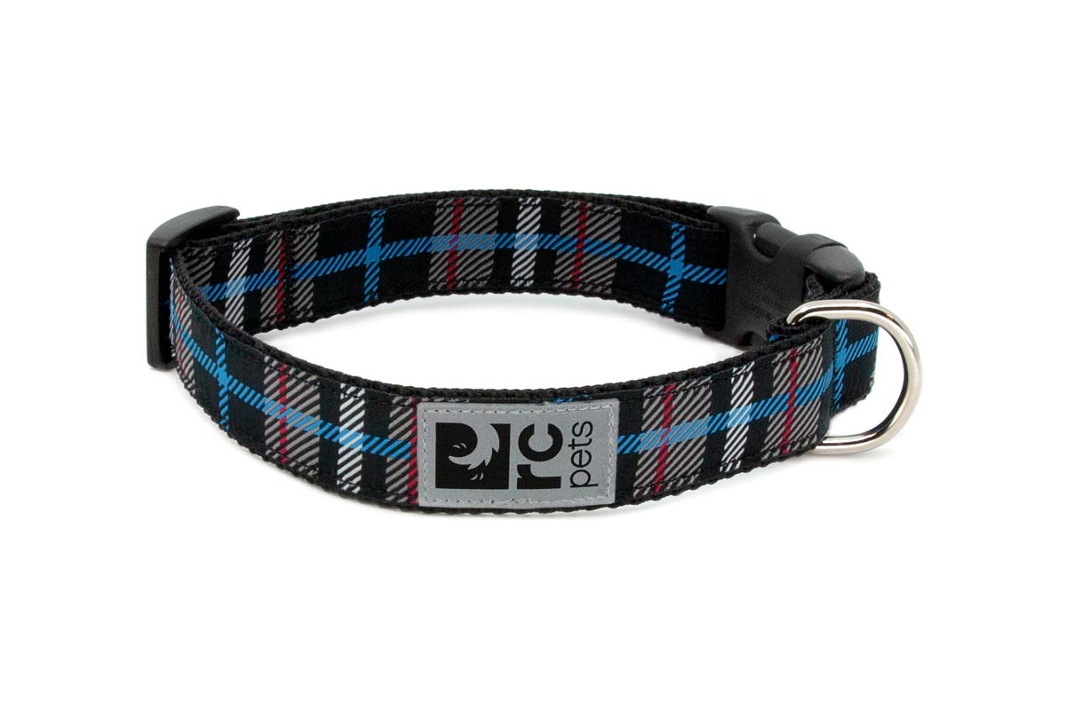 Rc Pets 1 Inch Adjustable Dog Clip Collar, Large, Black Twill Plaid