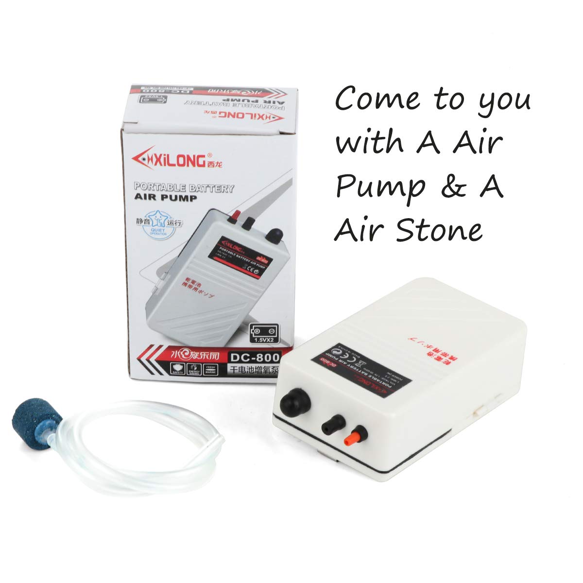 Fulhengy Battery Aquarium Air Pump, Quiet Dc-800 Backup Fish Tank Air Bubbler, Portable Power Outage Aerator Emergency Oxygen Diffuser, Keeps Fish Safe & Bait Minnow Shrimp Alive