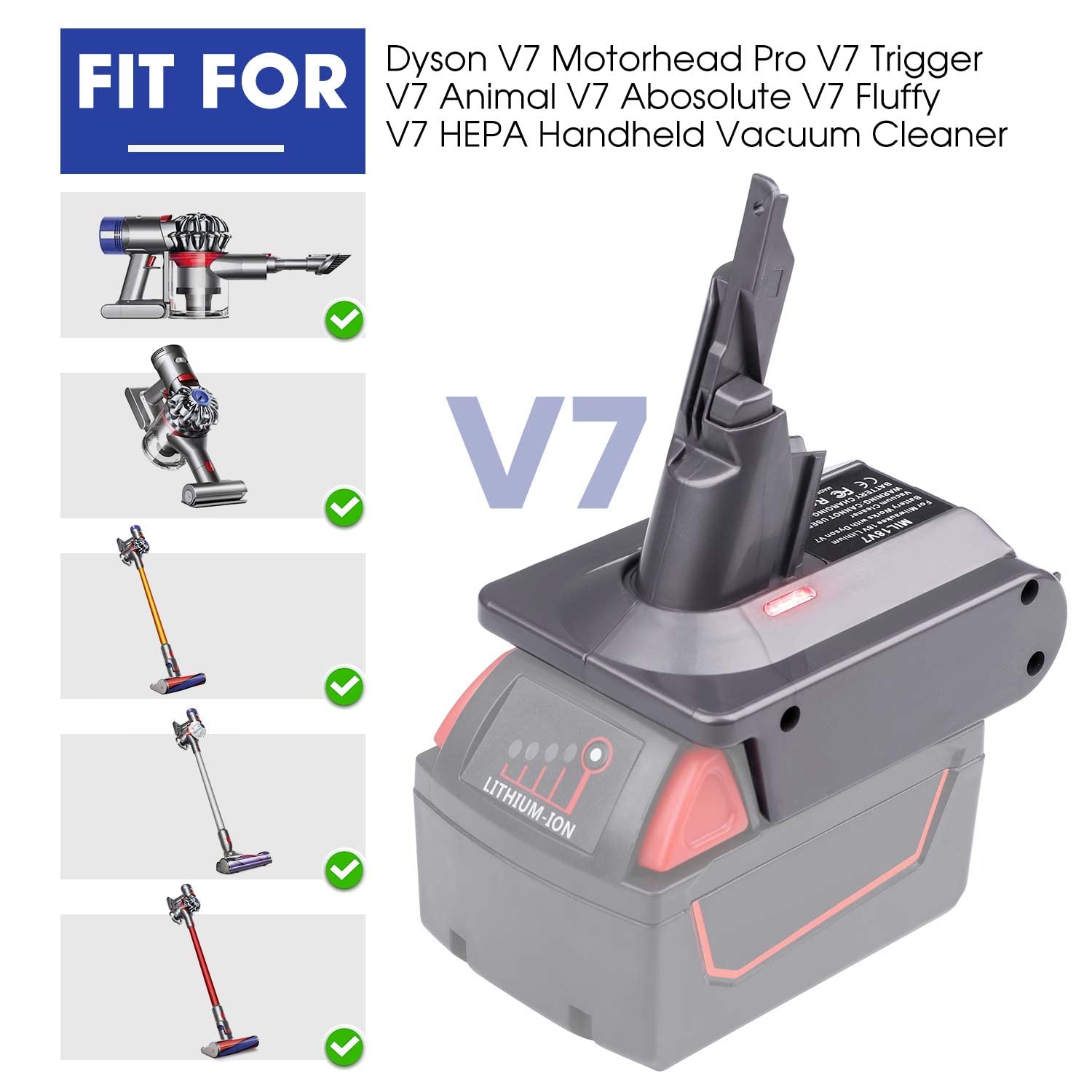 Btrui For Dyson V7 Battery Adapter For Milwaukee M18 18V Battery Convert To For Dyson V7 Sv11 Animal Cordless Stick Vacuum Clean