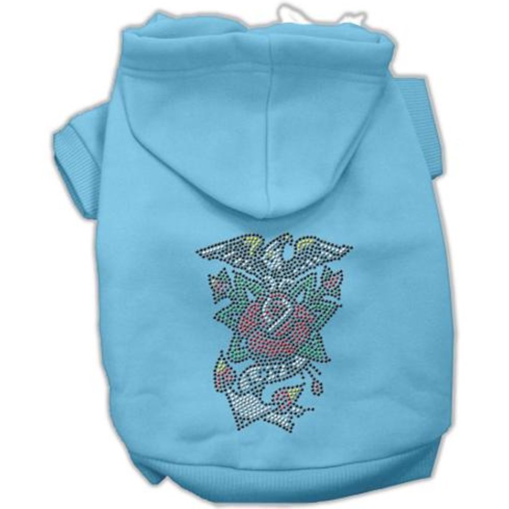 Pet, Dog & Cat Hoodie Nailhead Rhinestone, "Eagle Rose" Baby Blue 3XL (25-35 lbs.)