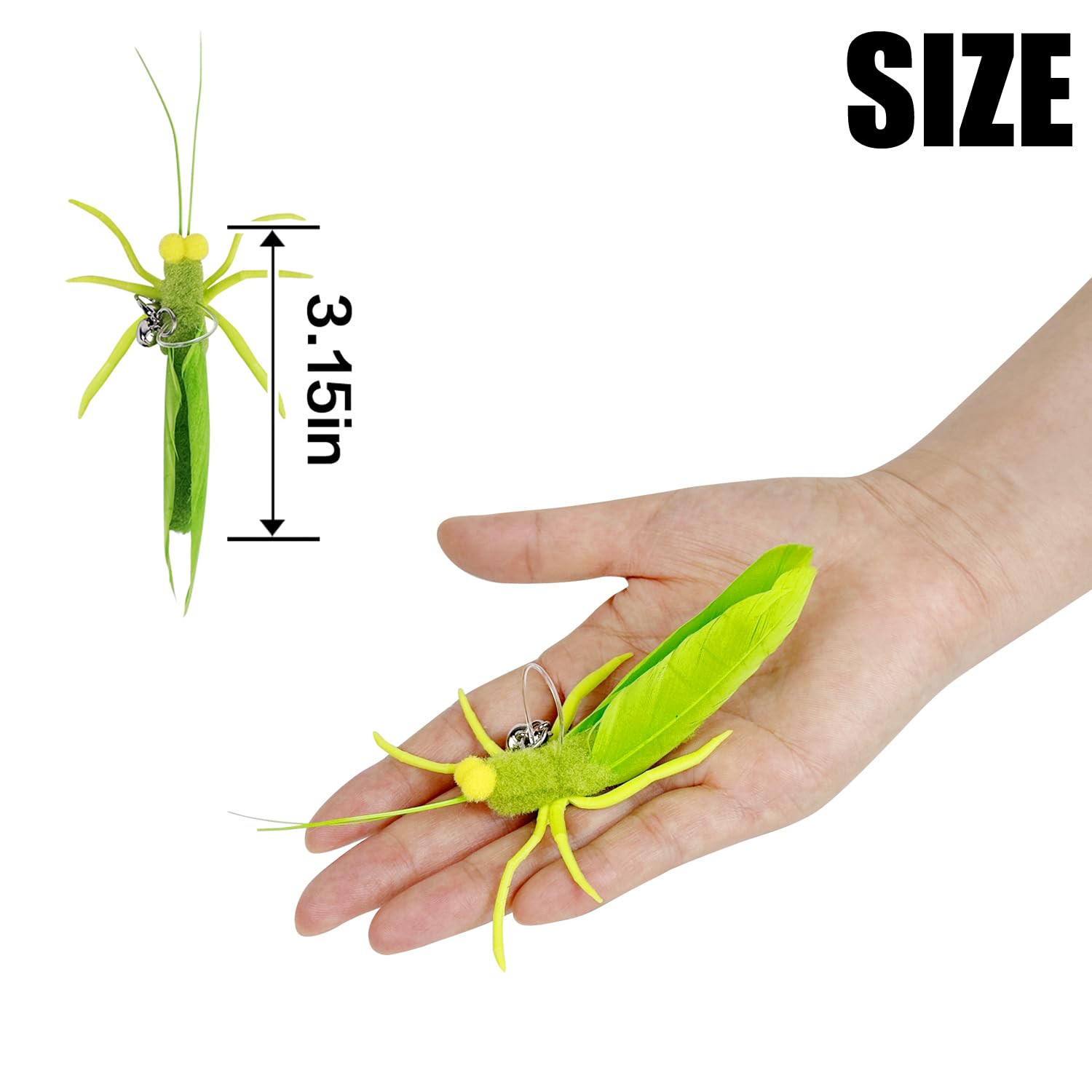 TTcat Feather Cat Toy Attachments - 3 Pcs Grasshopper Refills for Cat Wands, Model 2413