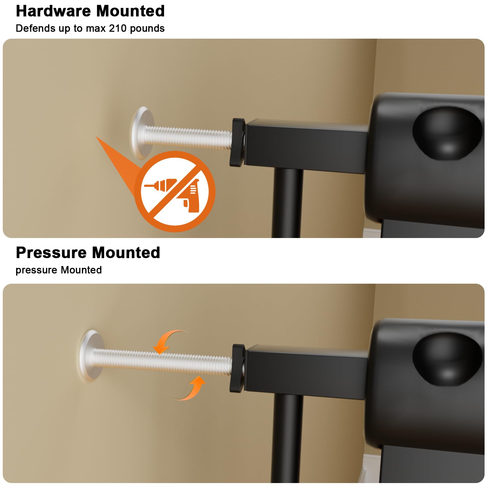 Hoooen Extra Wide Baby Gate Extra Wide Extra Tall Dog Gates For Stairs Doorways Black Metal Tension Indoor Safety Gates With Pressure Mount 76.38-81.1 Inch