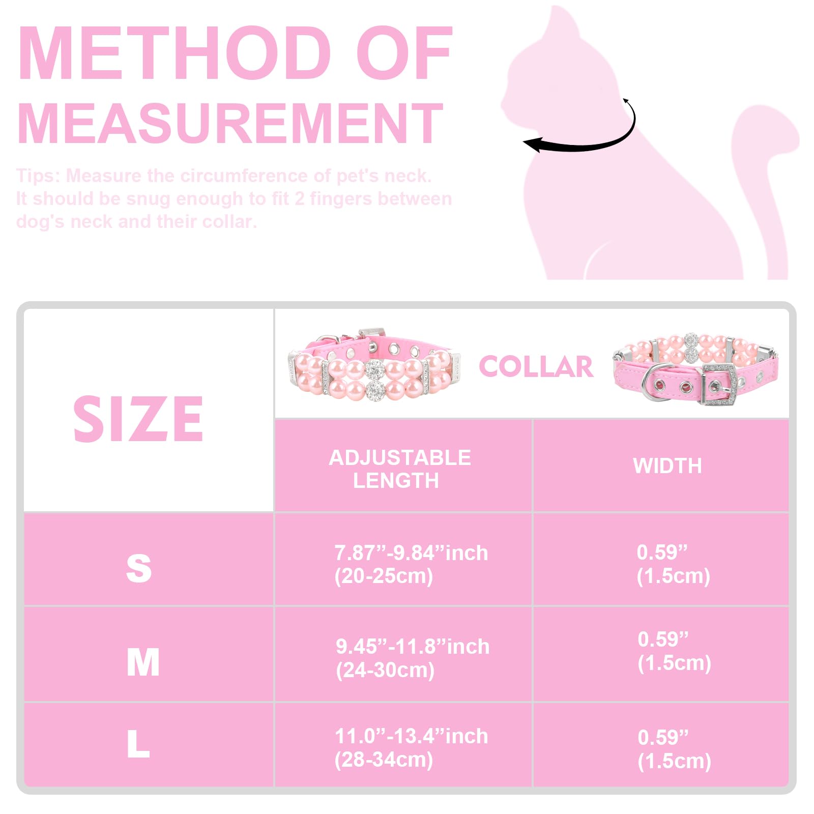 Howwfaly Dog Cat Pearl Collars With Crystal Rhinestone Pu Leather Collars Necklace Adjustable Collardog Chain Cat White Pearl Pe