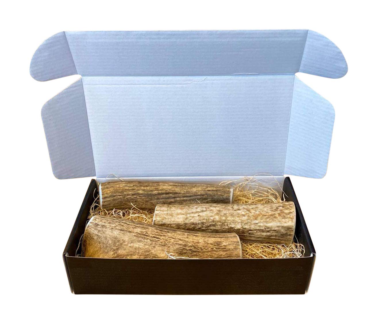 The Antler Box Premium Elk Antler Dog Chews (1 Pound Box) (Large (3 Pieces) Whole Only)