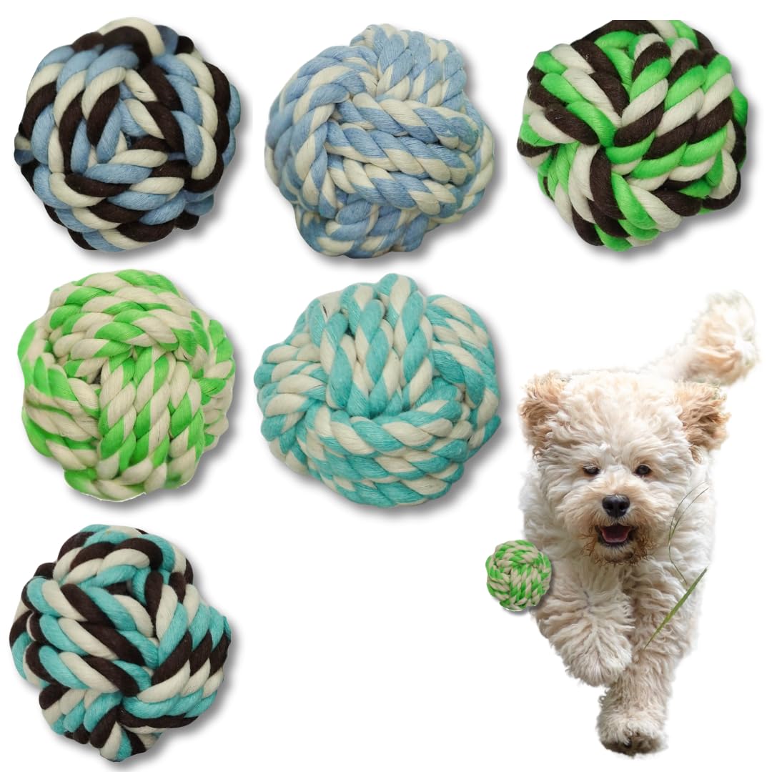 Otterly Pets Puppy Toys Small Rope Balls For Dogs Teething Chew Cotton Toy Ball For Puppies And Dog (6Pack)