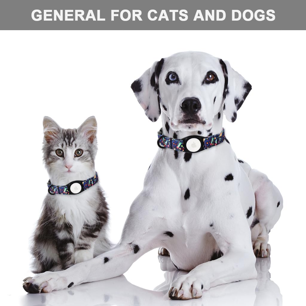 Mr.Chubbyface Spring Summer Dog Collar With Apple Airtag Holder Universe Dog Collar For Small Medium Large Boy Girl Dogs