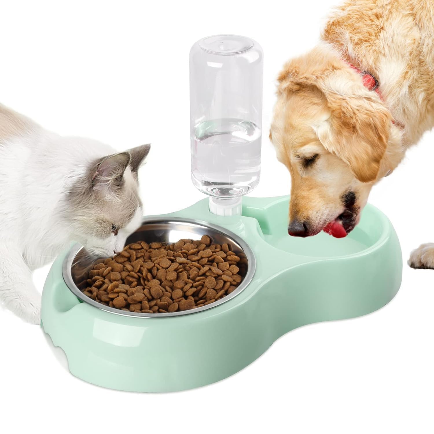Blisscart Pet Feeder Bowl Detachable Stainless Steel Bowl For Dog With NonSlip No Spill Base, Pets Food Bowl With Automatic Wat