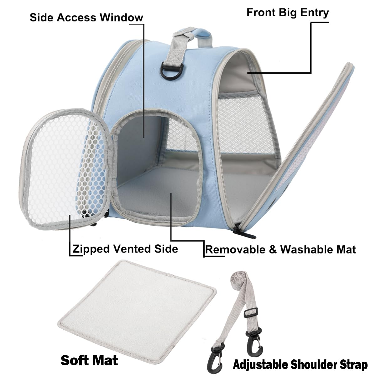 Wevonigu Rabbit Travel Carrier,Lizards Carrier, Small Animal Travel Carrier For Bunny Sugar Glider Hedgehog Rat Parrot Bird Guin