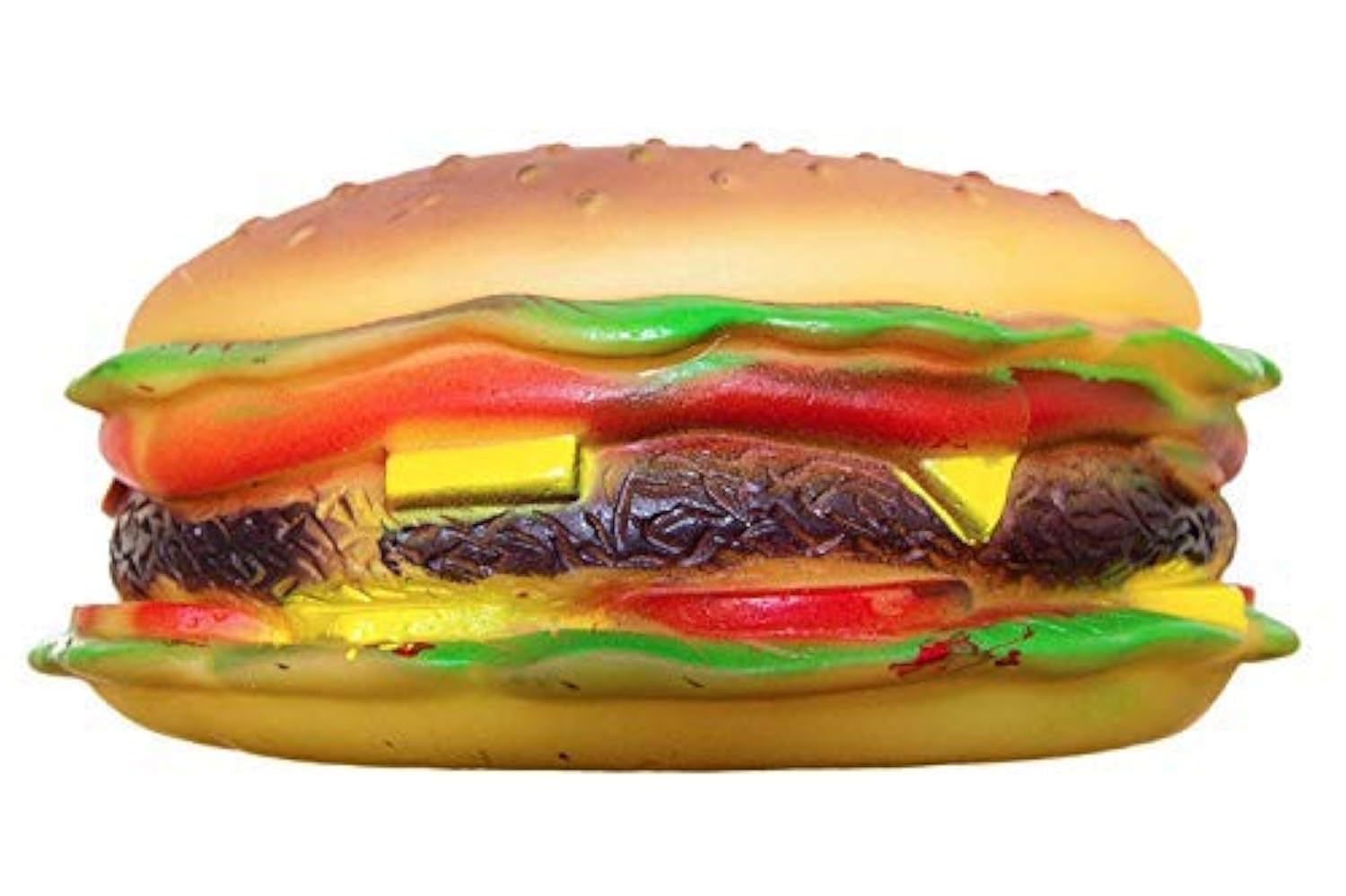 Sage Square Squeaky Vinyl Chew Burger Dog Toy | MultiColor Burger Shape Squeaky Toy | Durable, Safe & Interactive | Perfect For
