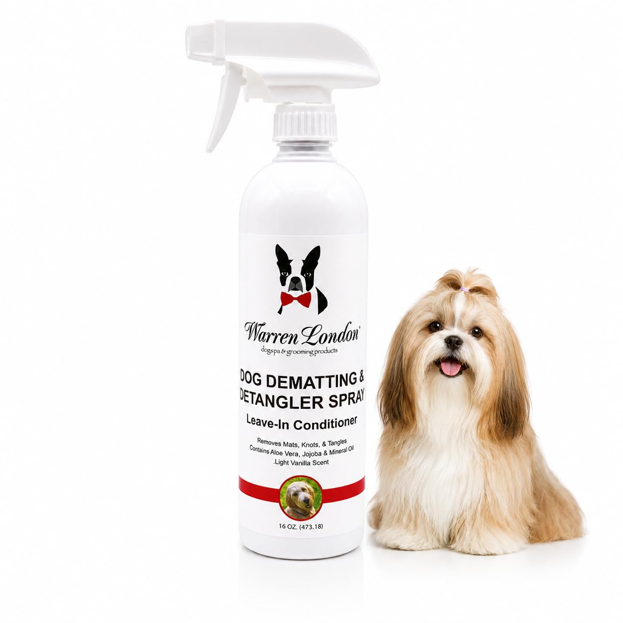 Warren London Dog Dematting & Detangling Spray - Leave-in Conditioner for Matted Hair, Knots & Tangles | Aloe Vera, Jojoba Oil &