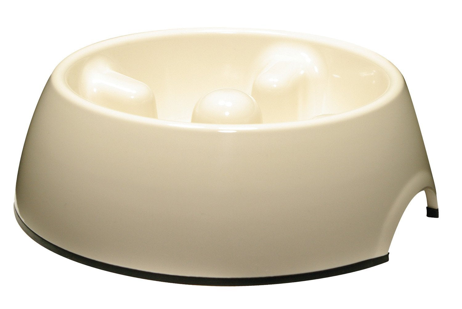 Dogit Dog Bowl Slow Feeder for Wet or Dry Dog Food, Go Slow Anti-Gulping Dog Dish, White, M