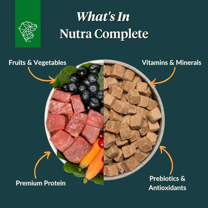 ULTIMATE PET NUTRITION Nutra Complete Raw Freeze Dried Dog Food, Veterinarian Formulated with Antioxidants, Prebiotics & Amino A