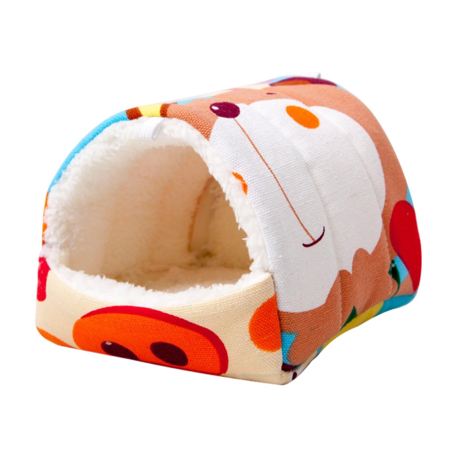 CALANDIS Semi Enclosed Hamster Nest House Hut Cute Small Pet Supplies Guinea Pig Orange L | Beds | Cat Supplies