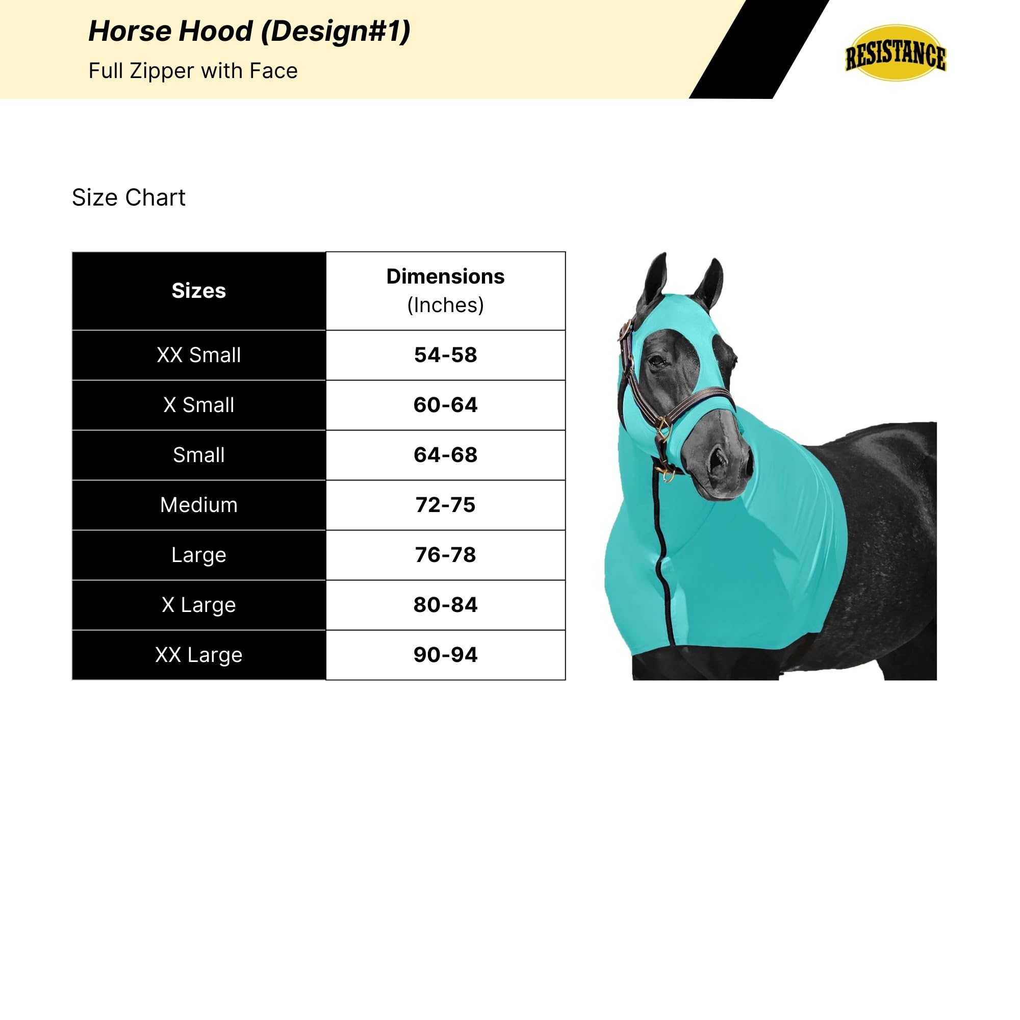 Resistance Horse Hood Slinky Zippered Mane Braid Shoulder Guard (Xx-Small, Ink Blue)
