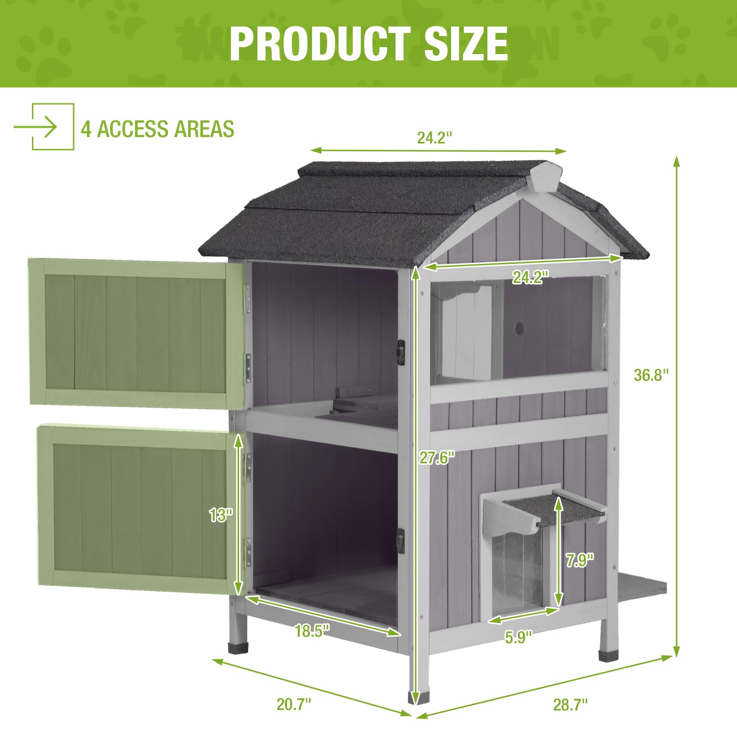 Gutinneen Outdoor Cat House Insulated For Winter Waterproof Feral Cat Shelter