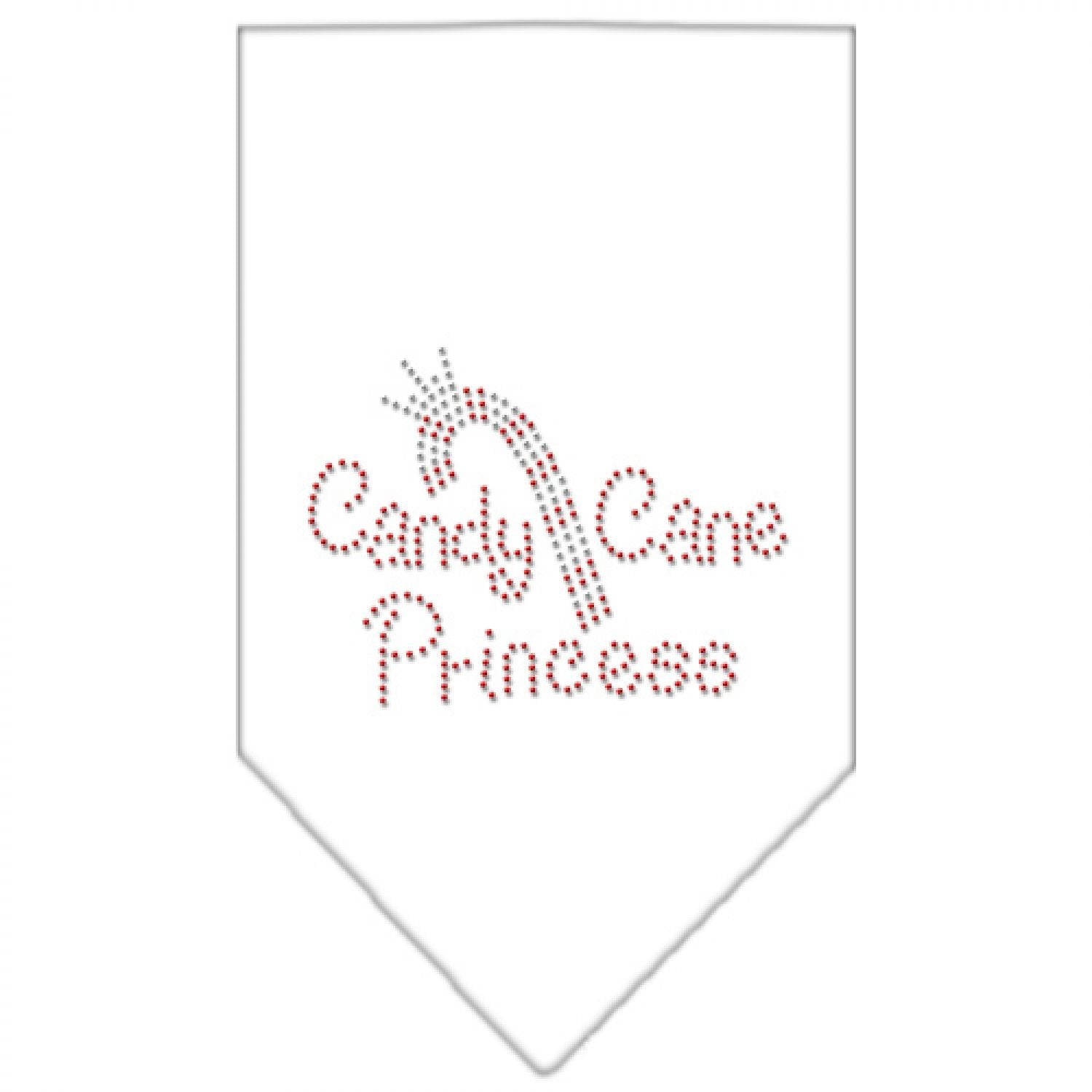 Christmas Pet and Dog Bandana Rhinestone, "Candy Cane Princess" White Small