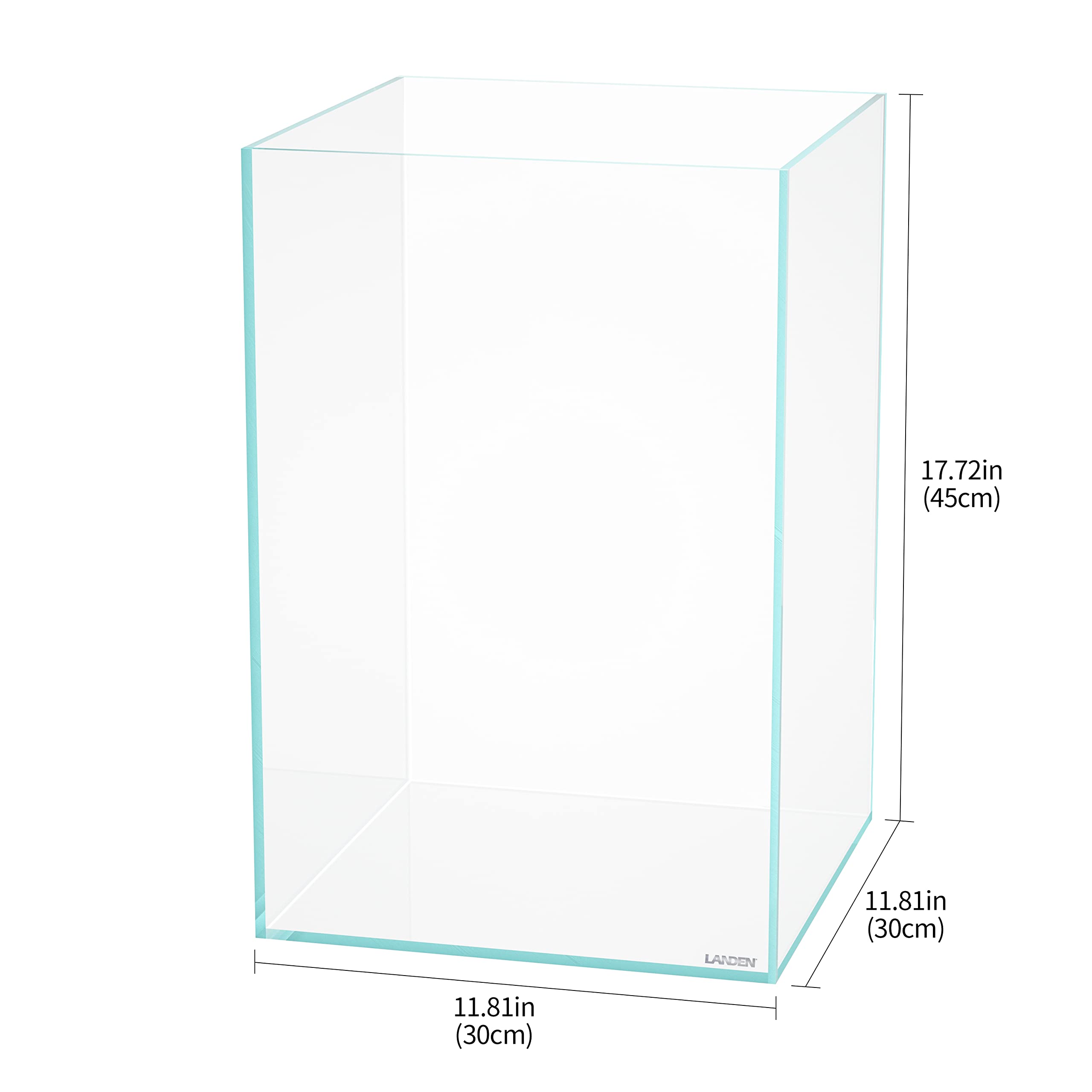 LANDEN Tall Tank, Rimless Low Iron Tank 10GAL 11.8 L    11.8 W    17.7 H (30X30X45) cm Small Aquascape Fish Tank, Vertical Aquas