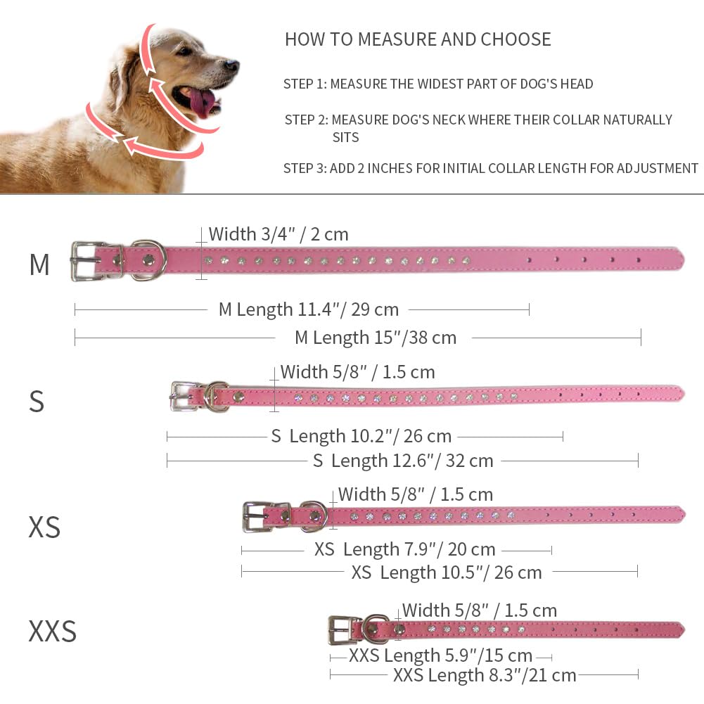 Puppy Dog Collar With Crystal Diamond Colorful Bling Girl Puppy Cat Collars Pink S