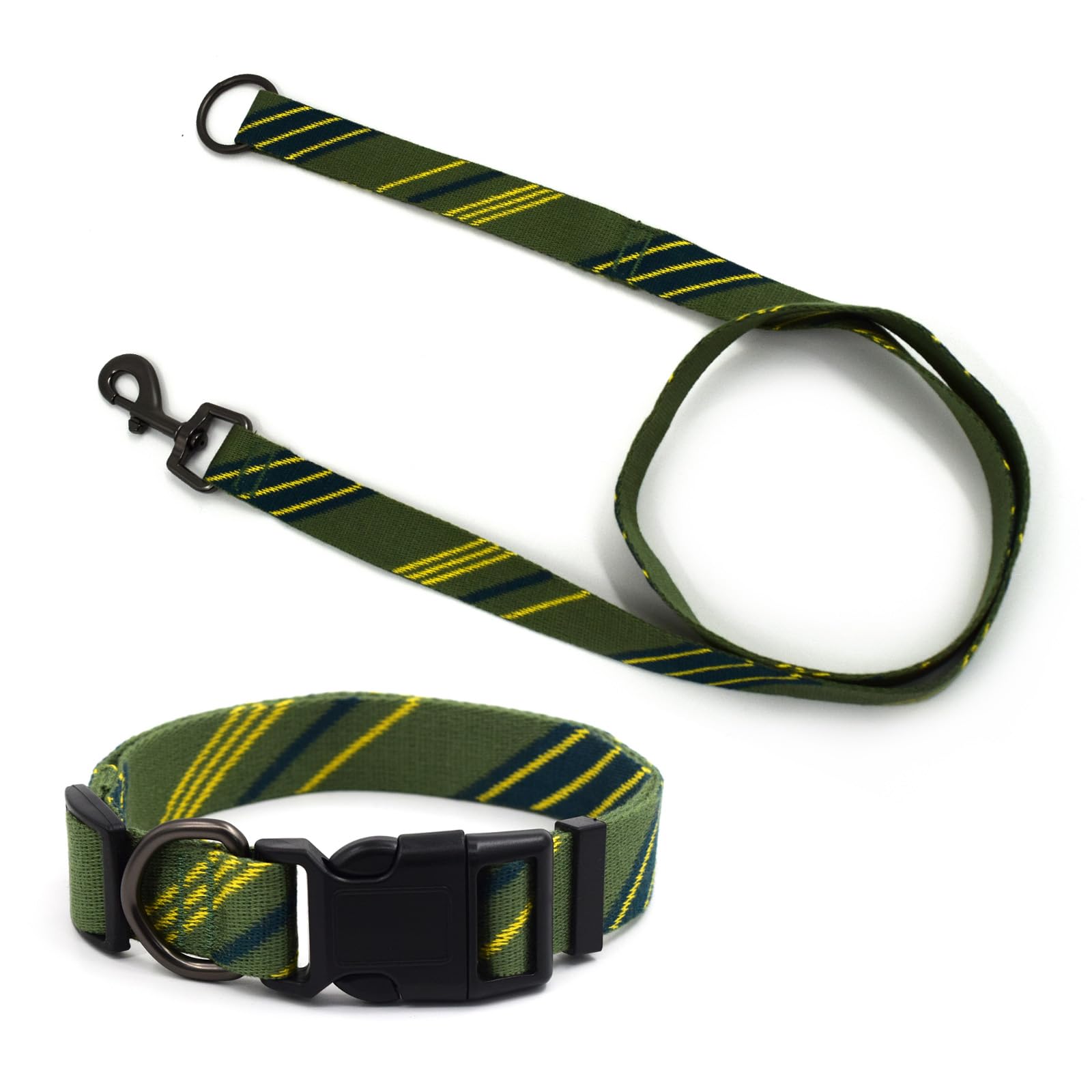 Green Yellow Dog Collar And Leash Set For Medium Size Dog, Breathable, Anti-Odor & Soft, Comfortable For Sensitive Skin Puppies,