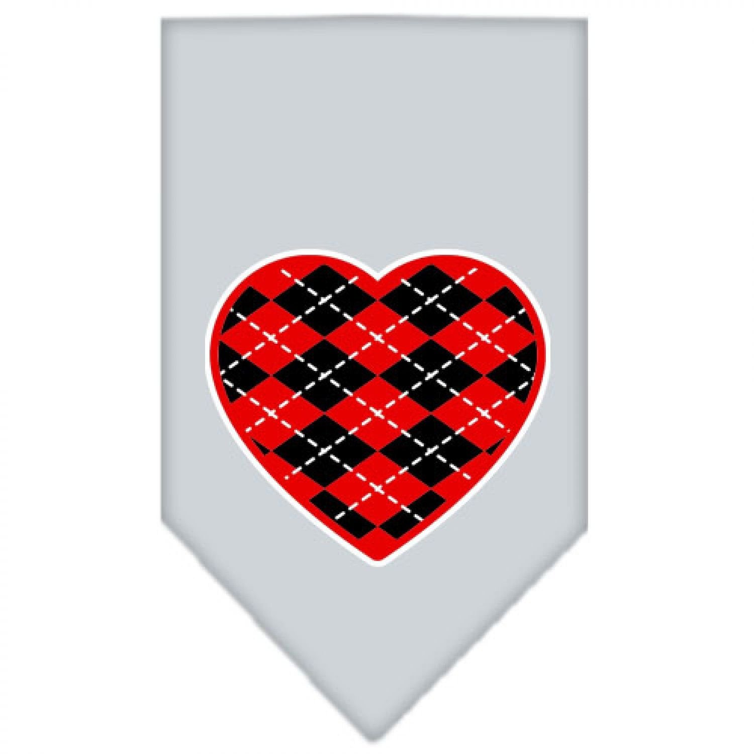 Mirage Pet Products Argyle Heart Red Screen Print Bandana for Pets, Large, Grey