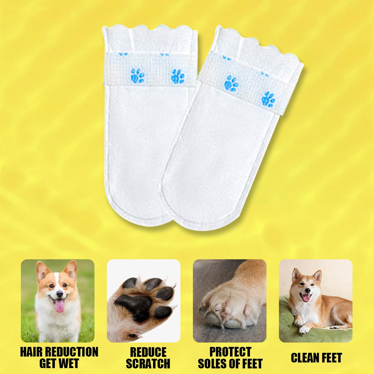 Suxgumoe Disposable Dog Boots - 20 Pcs Soft Non-Woven Pet Shoes, Small, White, Adjustable Self-Adhesive Bandage for Indoor & Outdoor Use