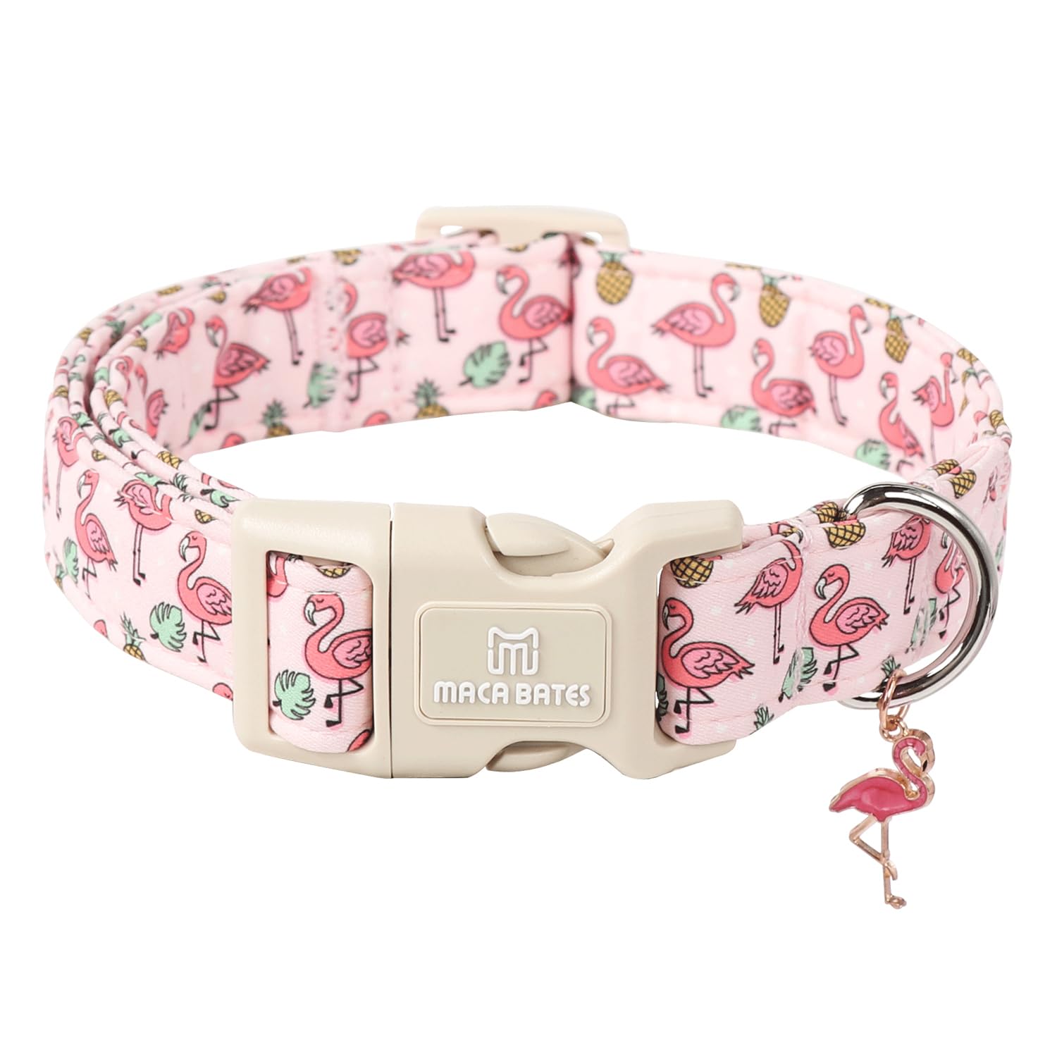 Maca Bates Cute Pink Flamingo Basic Dog Collar Puppy Collars Durable Comfortable Adjustable Durable Birthday Gift For Xs Small M