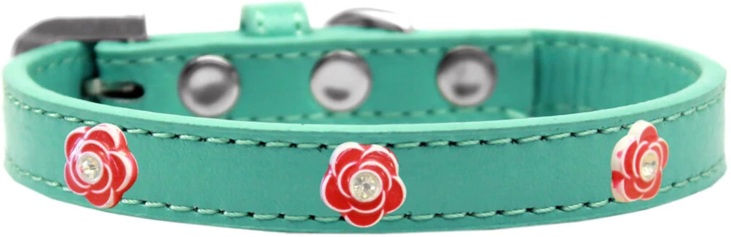 Dog, Puppy & Pet Widget Fashion Collar, Red Roses Black 20
