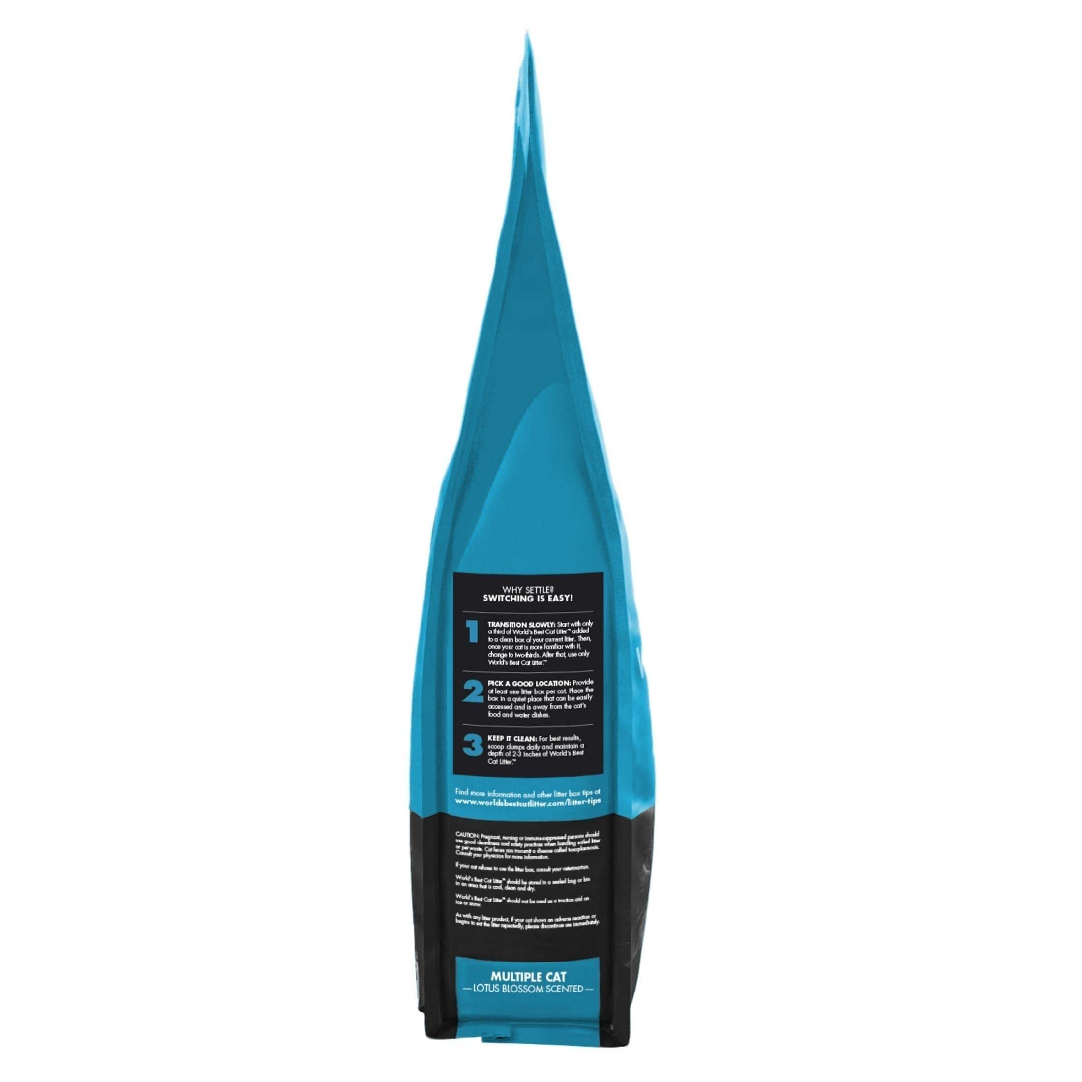 WORLDS BEST CAT LITTER Multiple Cat Lotus Blossom Scented 15-Pounds - Natural Ingredients, Quick Clumping, Flushable, 99% Dust