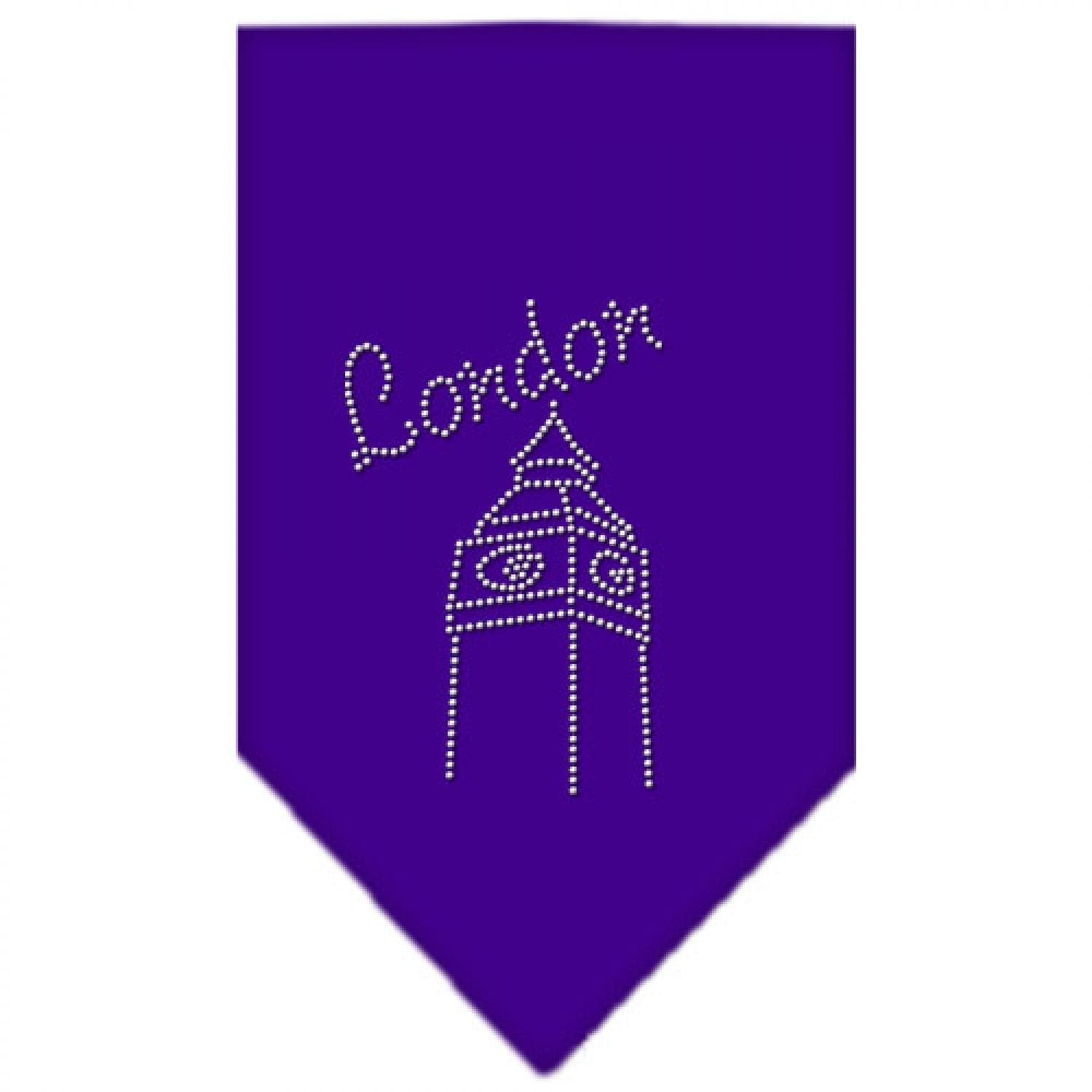 Pet and Dog Bandana Rhinestone, "London" Purple Small