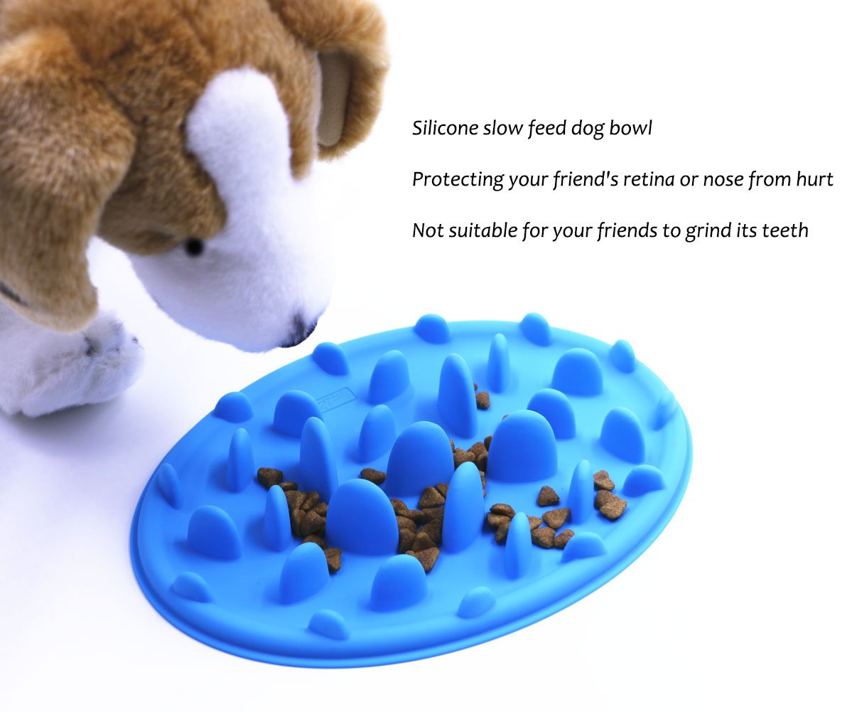 PETBABA Dog Bowl Slow Feeder, Interactive Puzzle Fun Silicone Nonskid Feed Dish, Against Bloat in Eating Food, Keep Your Cat Pet