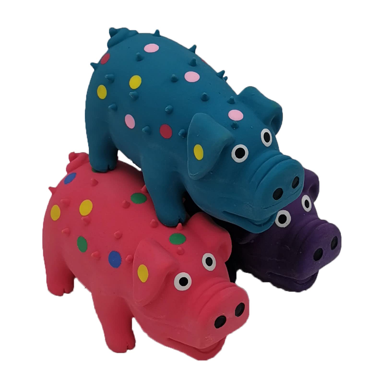 Hoiasem 6 Pack 4 Inch Mini Latex Dog Squeaky Toys Polka Dot Piglet Pig Dog Toy For Mimi Small Dogs