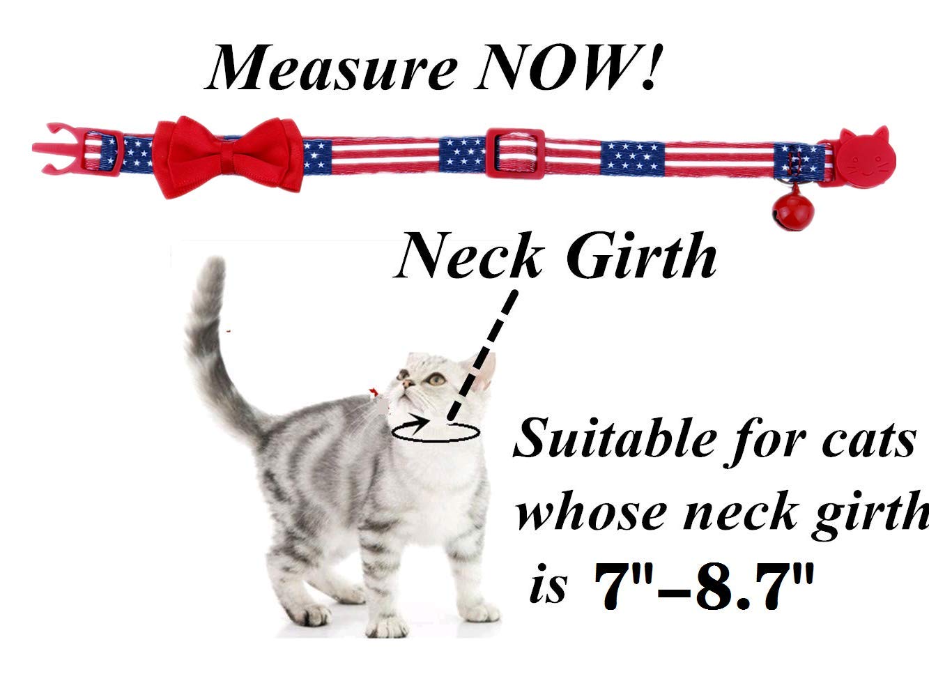 Boombone American Flag Cat Collar Bowtie Breakaway With Bell