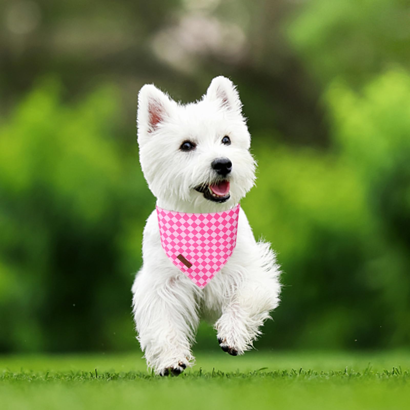 Summer Dog Bandana, UP URARA PUP Pink Bandana for Small Large Dogs, Cotton Handkerchief Fashion Plaid Puppy Triangle Bid Scarf f