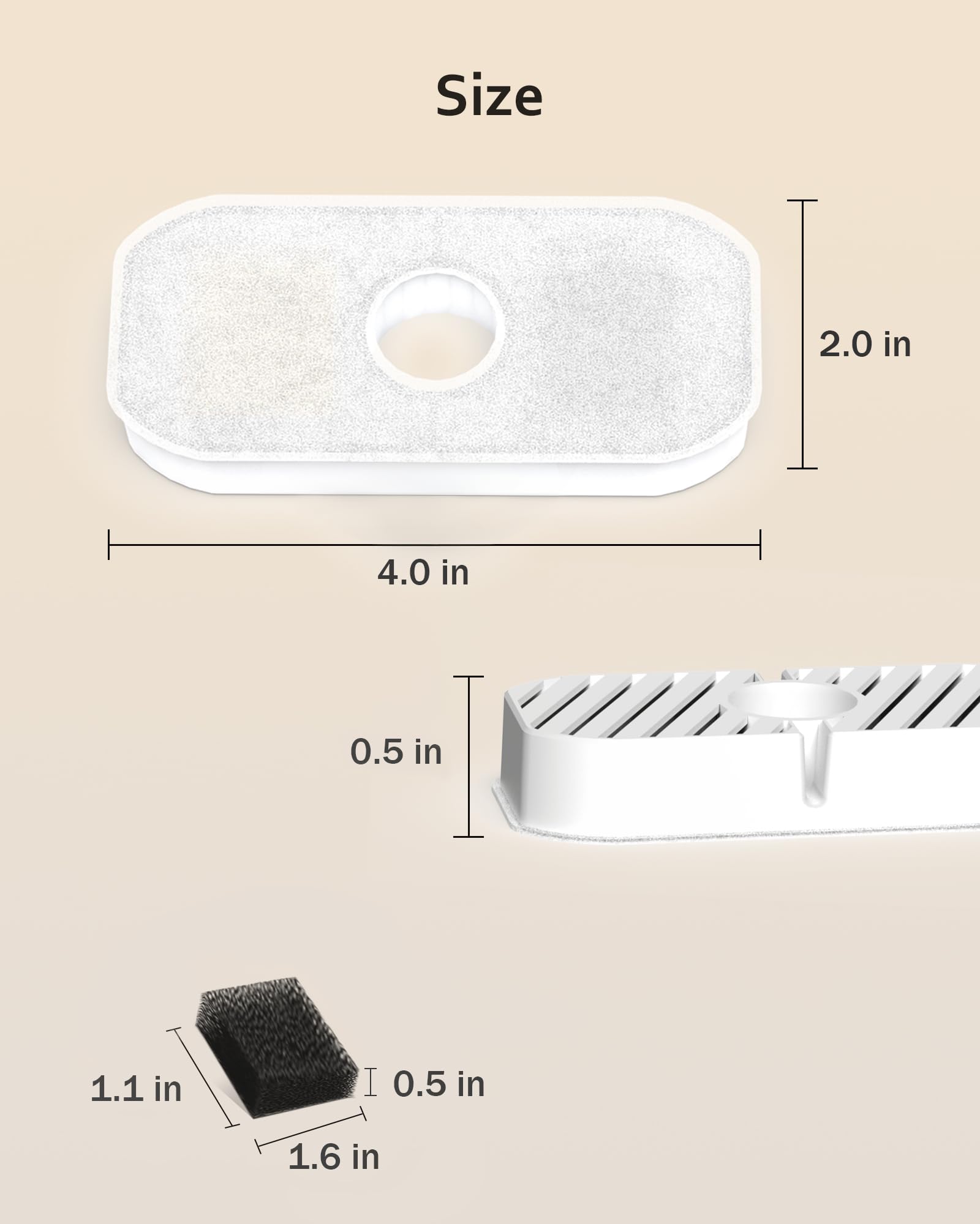 PEKTACO Wireless Cat Water Fountain Replacement Filters, 8 Pack, 2.8L, Plastic, Black & White