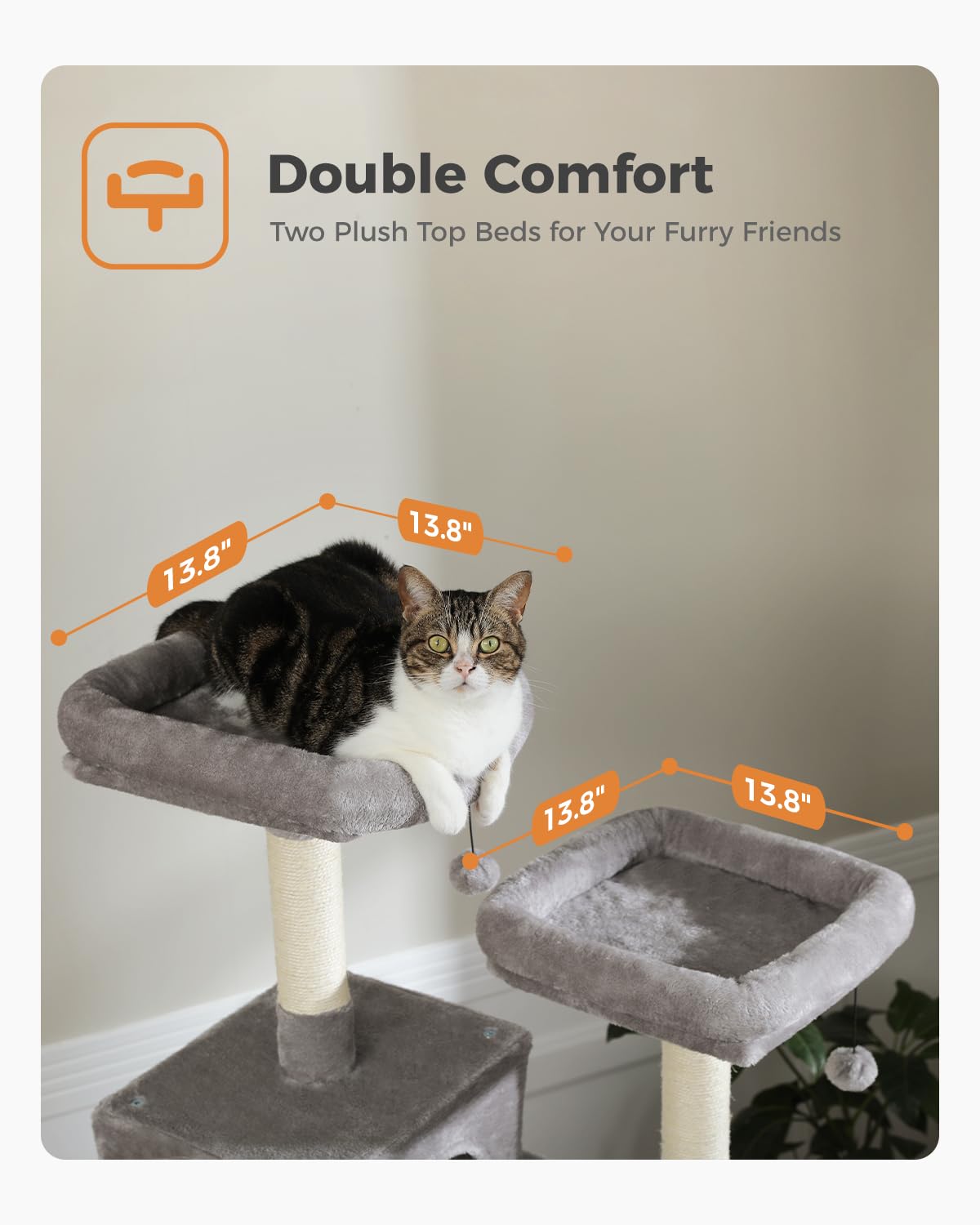 Muttros Tall Cat Tree 70.9'', Large Cat Tree For Indoor Cats, Multi-Level Plush Cat Condo With 6 Scratching Posts, 2 Scratching