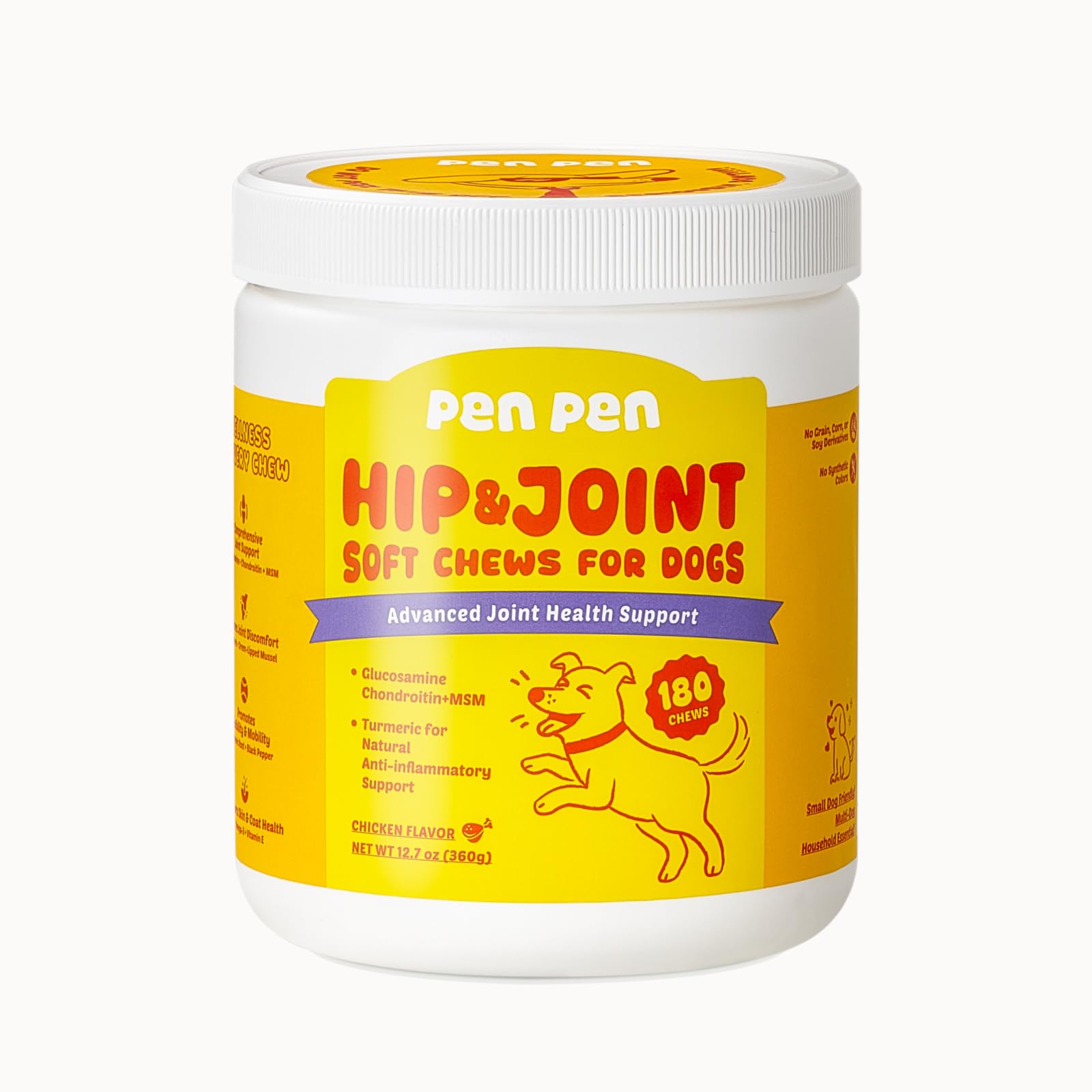 PENPENPET Hip and Joint Supplement for Dogs with Glucosamine for Dogs Chondroitin, MSM, and Turmeric to Support Joint Health, Pr