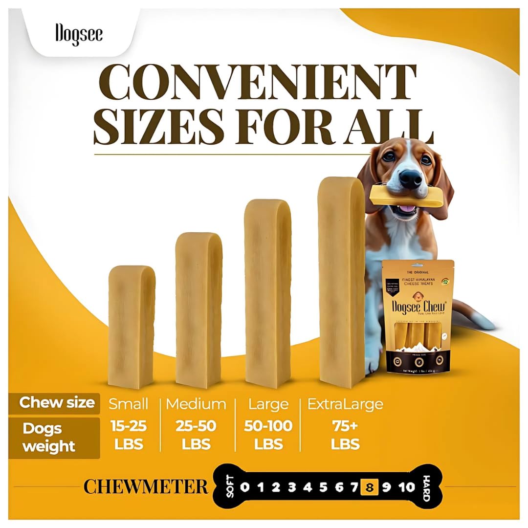 Dogsee Chew Dog Dental Chews | Long Lasting Dog Chews for Large Dogs | Yak Cheese Flavored Himalayan Dog Chew That Will Lower Th