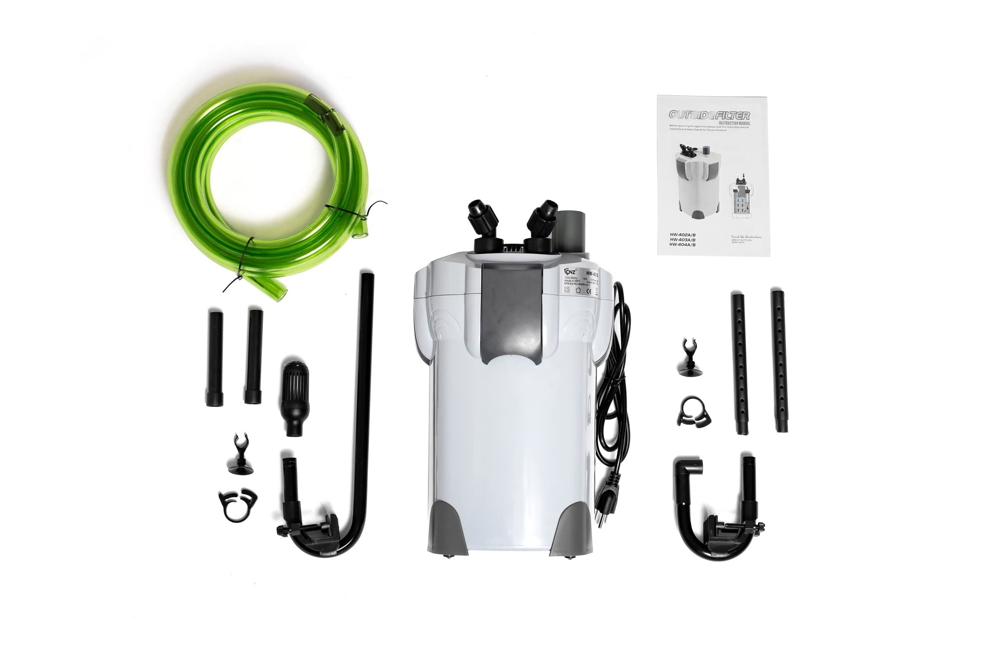 Cnz Hw-404B 525Gph Canister Aquarium Filter With Built-In 9W Sterilizer