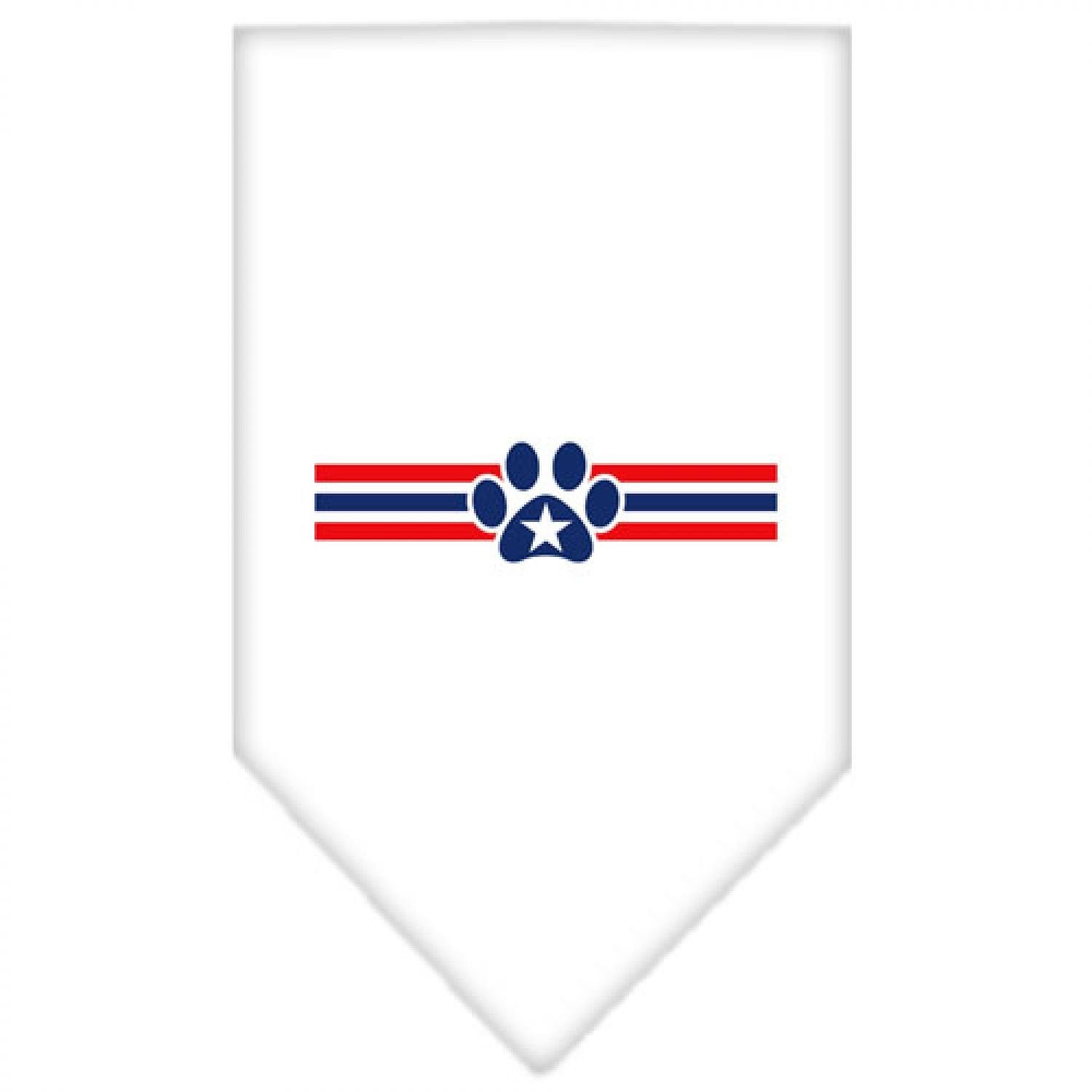 Mirage Pet Products Patriotic Star Paw Screen Print Bandana, Large, White