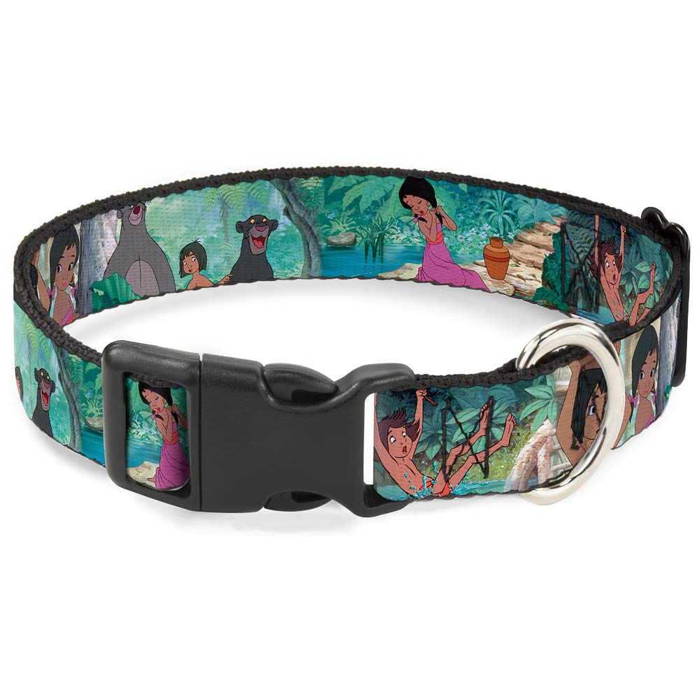 Buckle-Down Plastic Clip Collar - The Jungle Book Scenes - 1/2' Wide - Fits 8-12' Neck - Medium