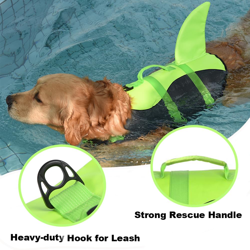 Doglay Dog Life Vest, Ripstop Cute Shark Dog Life Jacket With Superior Buoyancy And Rescue Handle, Adjustable Dog Life Vests For Boating Swimming, Pet Flotation Vest For Small Medium Large Dogs
