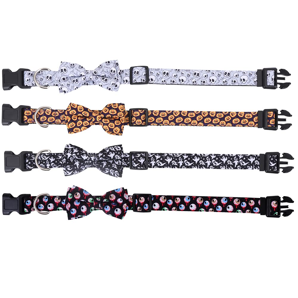 Halloween Dog Collar With Removable Cute Bow Tie Adjustable Pet Collars Medium